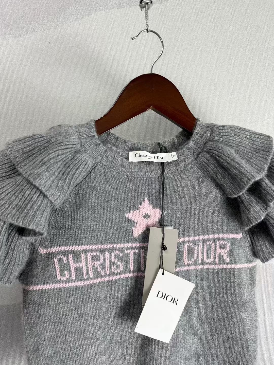 Dior Dior Gray Lucky Star Slogan Ruffled Cashmere Sweater Size XXS / US 00 / IT 34 - 2 Thumbnail
