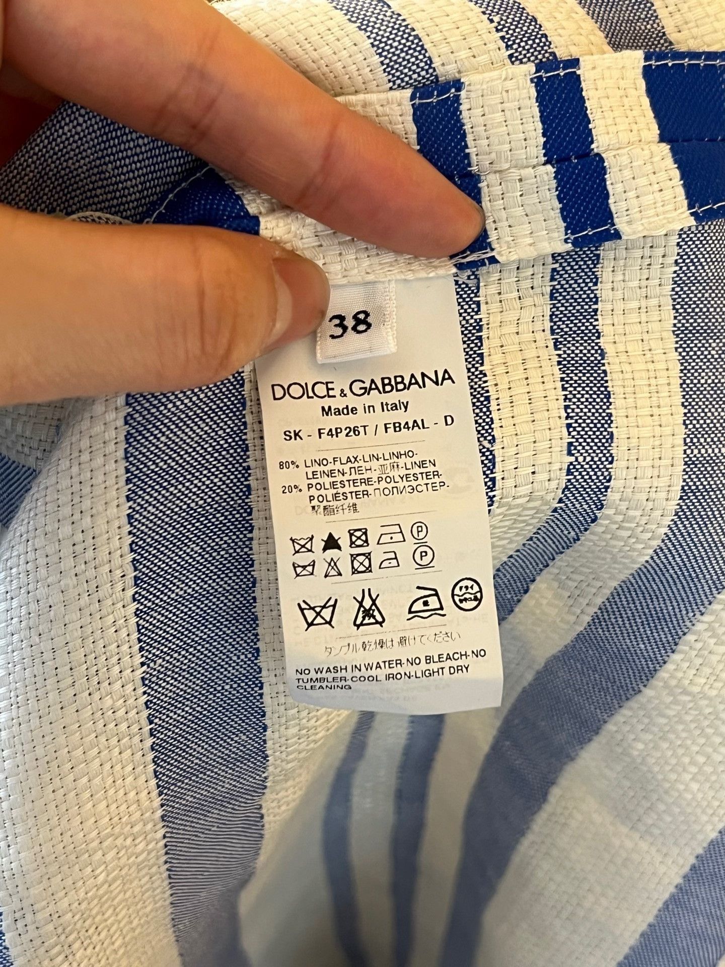Dolce & Gabbana Dolce & Gabbana Blue White Stripe Linen Skirt Size 38" / US 16 / IT 52 - 4 Thumbnail