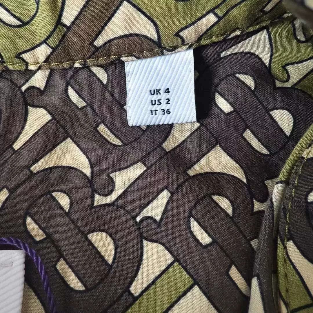 Burberry Burberry Army Green All-Over Print Short-Sleeve Dress Size XXS / US 00 / IT 34 - 6 Thumbnail