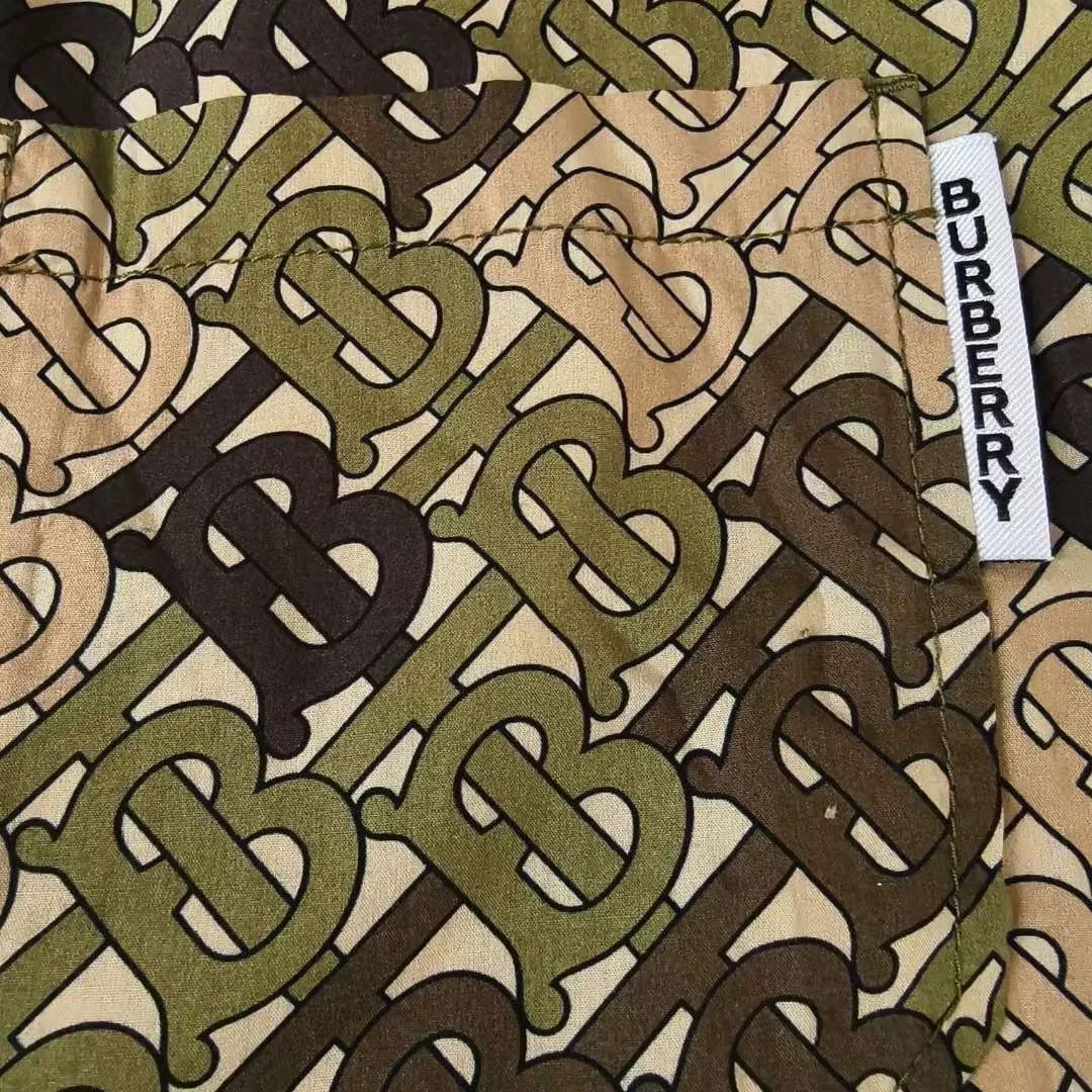 Burberry Burberry Army Green All-Over Print Short-Sleeve Dress Size XXS / US 00 / IT 34 - 4 Thumbnail