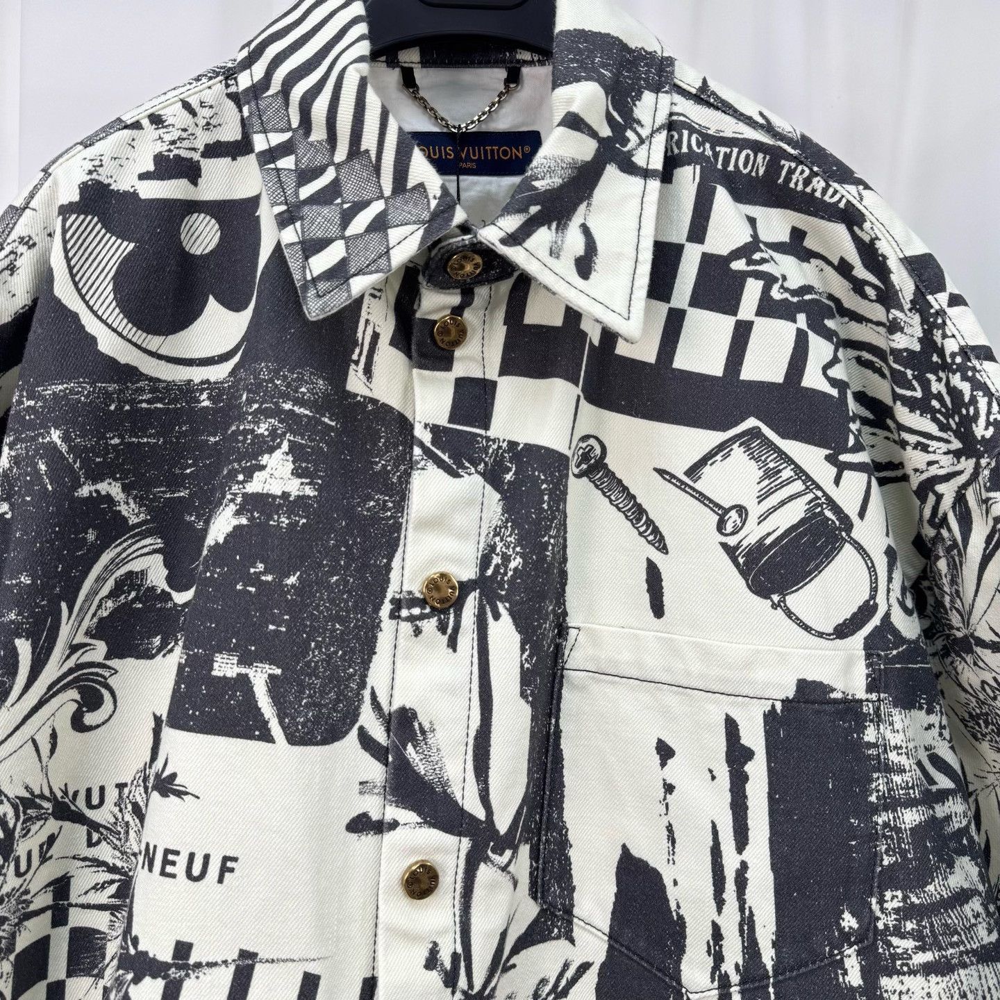 Louis Vuitton Louis Vuitton Black Graffiti Denim Shirt Size US XL / EU 56 / 4 - 3 Thumbnail