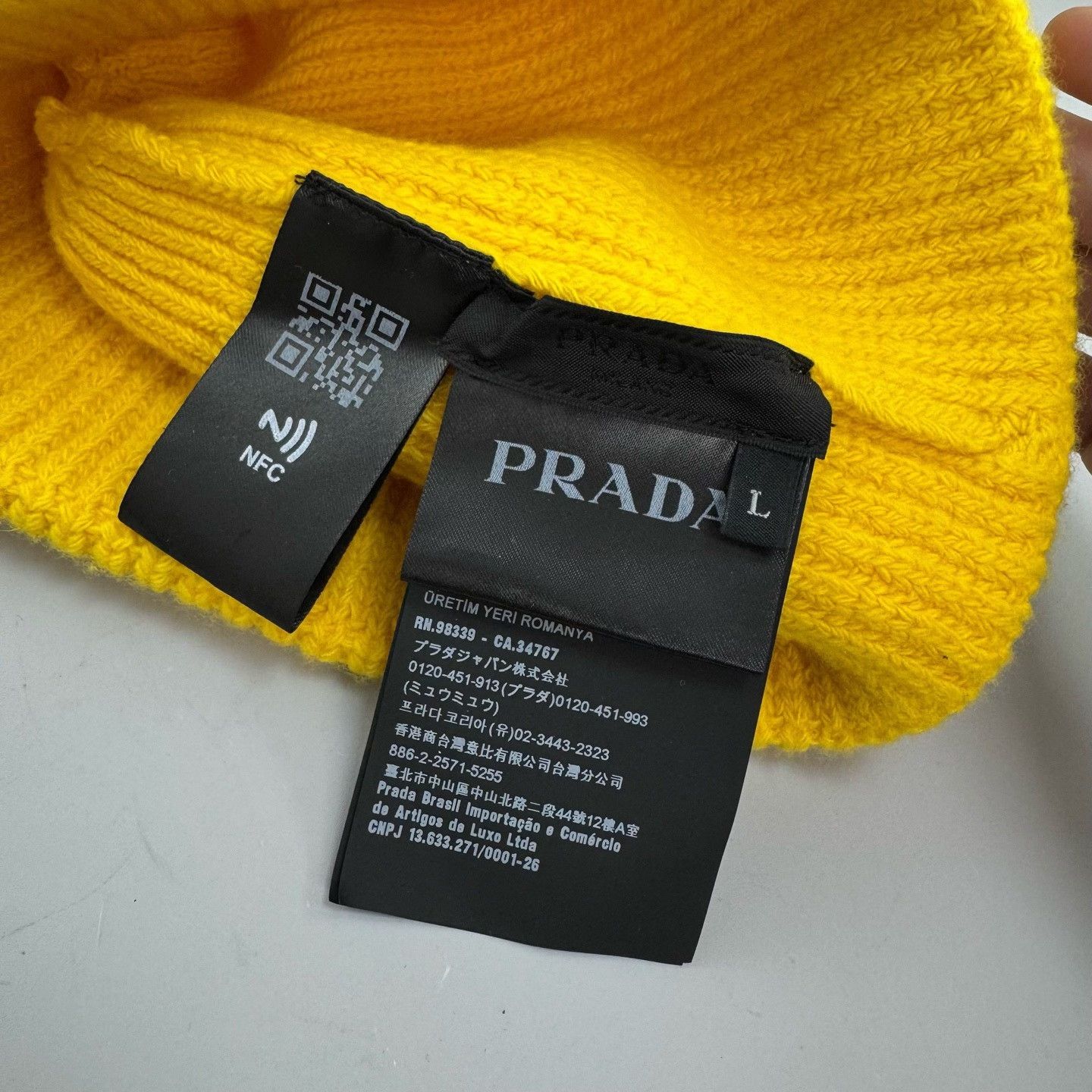 Prada Prada Yellow Triangle Logo Knit Beanie Size ONE SIZE - 5 Thumbnail