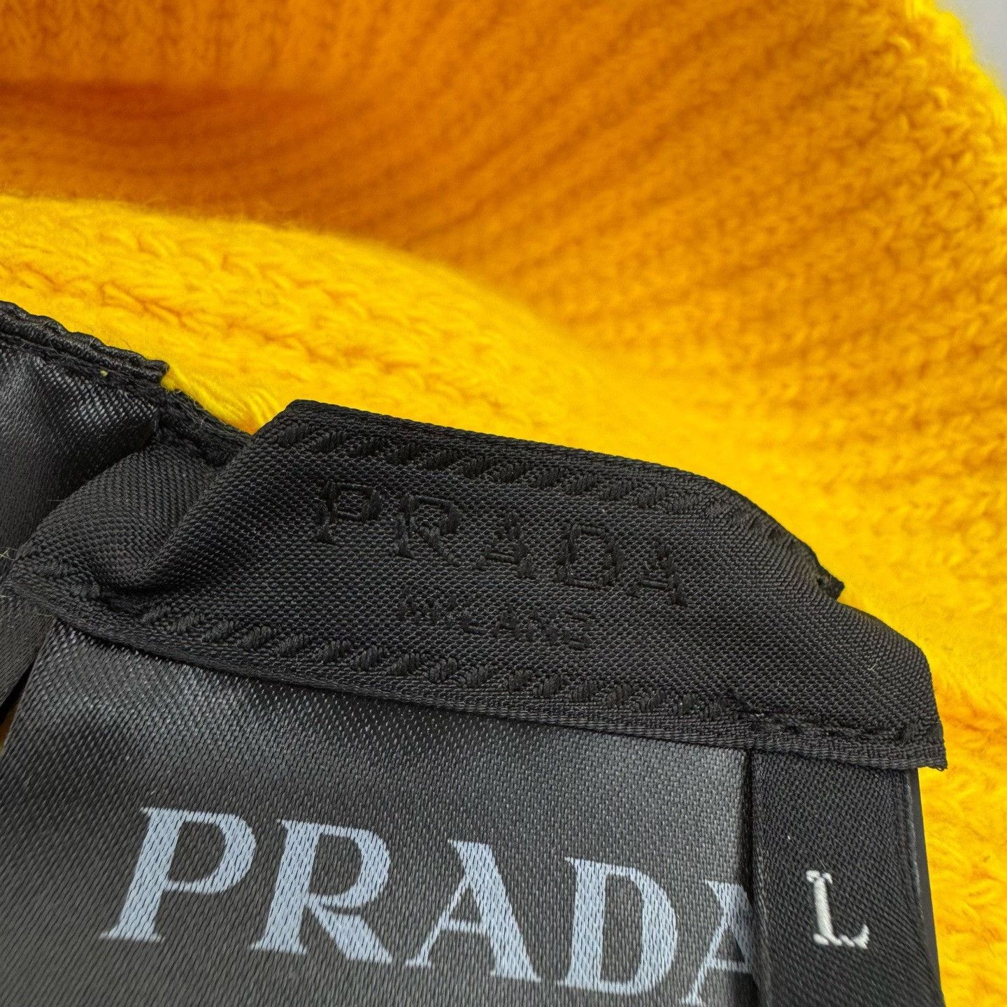 Prada Prada Yellow Triangle Logo Knit Beanie Size ONE SIZE - 4 Thumbnail