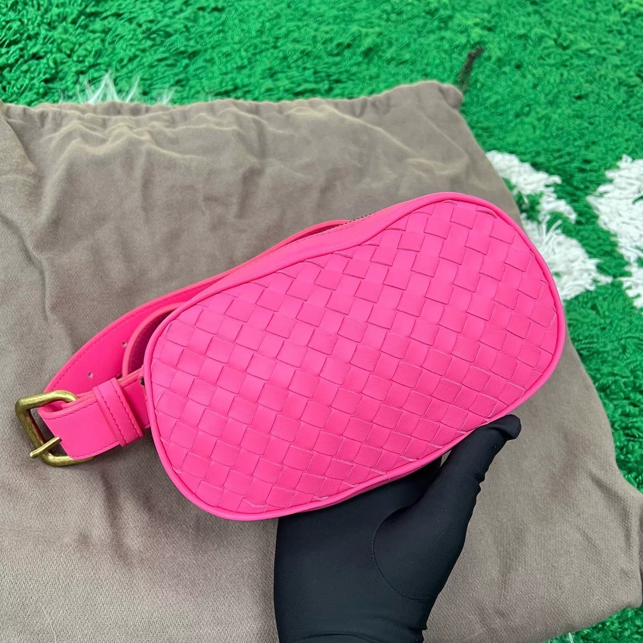 Bottega Veneta Bottega Veneta Pink Lambskin Woven Waist Bag Size ONE SIZE - 2 Thumbnail