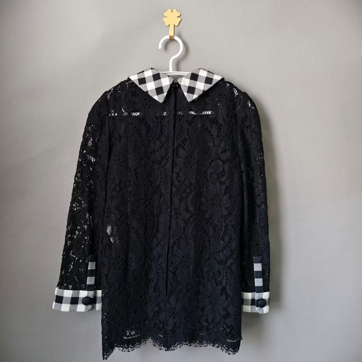 Dolce & Gabbana Dolce Gabbana Checkered Patchwork Lace Shirt Size XS / US 0-2 / IT 36-38 - 2 Thumbnail