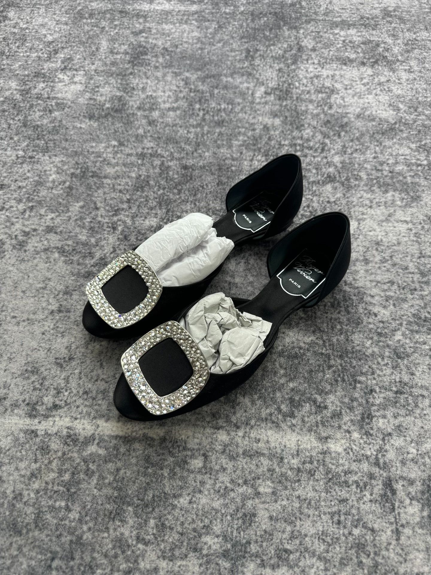 Roger Vivier Roger Vivier Black Square Diamond Flats Size US 4 / IT 34 - 2 Thumbnail