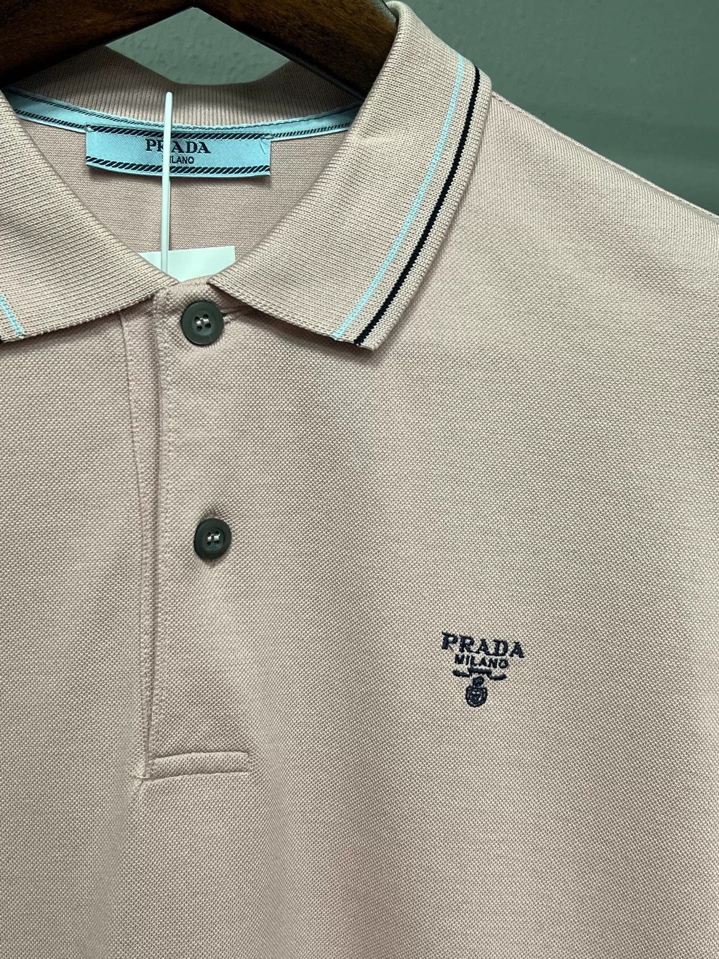 Prada Prada Pink Embroidered Logo Polo Short Sleeve Size M / US 6-8 / IT 42-44 - 3 Thumbnail