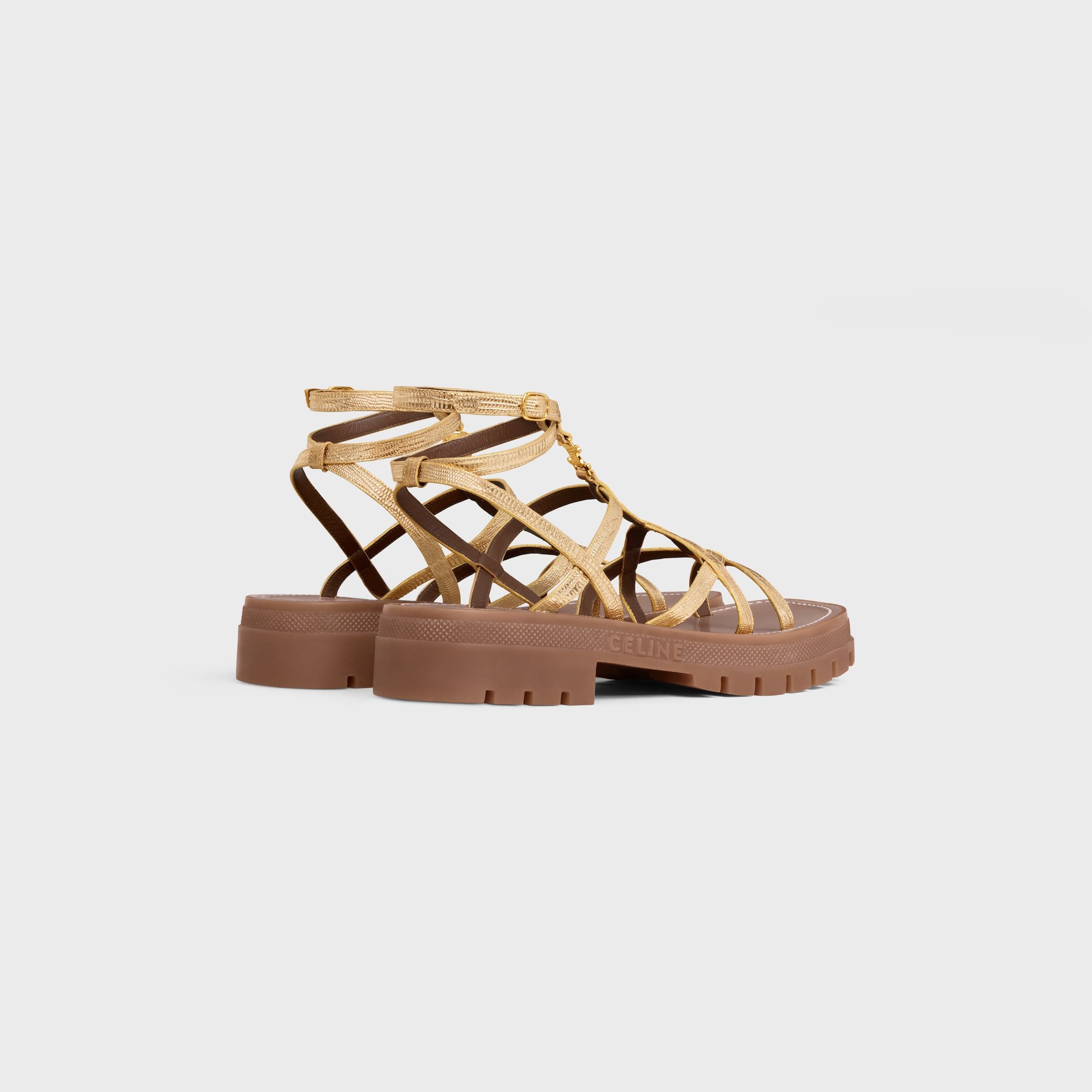 Celine CELINE - CLEA TRIOMPHE STRAPPY SANDAL IN LIZARD STAMPED METALIZED CALFSKIN gold Size US 12 / IT 42 - 3 Thumbnail