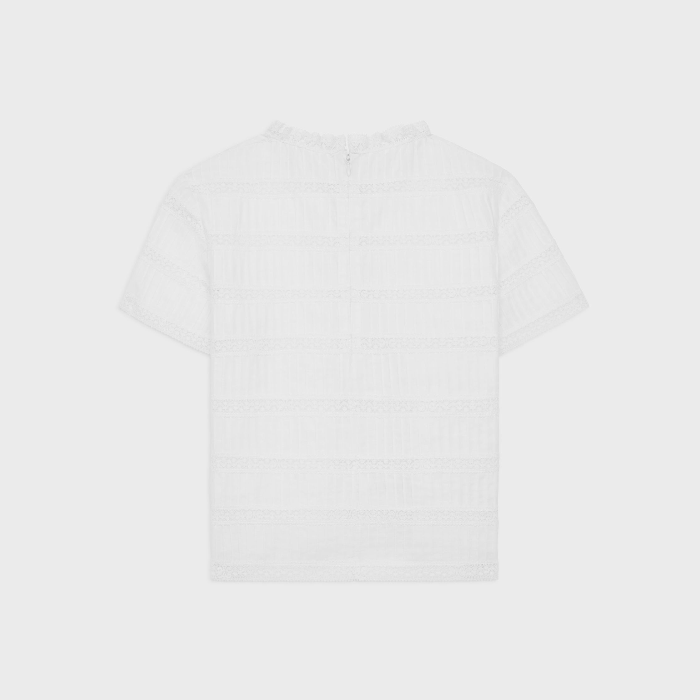 Celine TOP WITH EMBROIDERED TRIMS IN BATISTE COTTON white Size L / US 10 / IT 46 - 2 Thumbnail