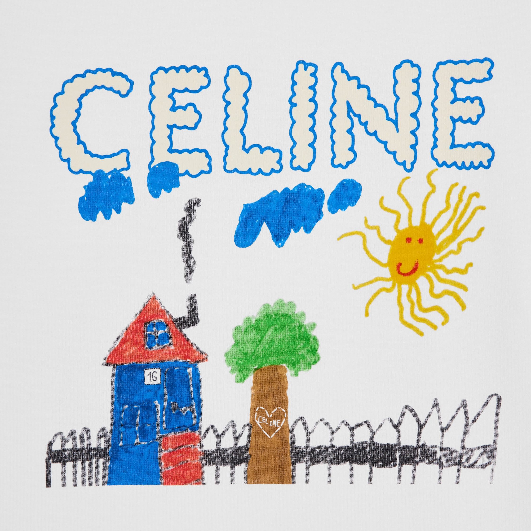 Celine LOOSE T-SHIRT IN COTTON JERSEY off white/multicolor Size L / US 10 / IT 46 - 4 Thumbnail