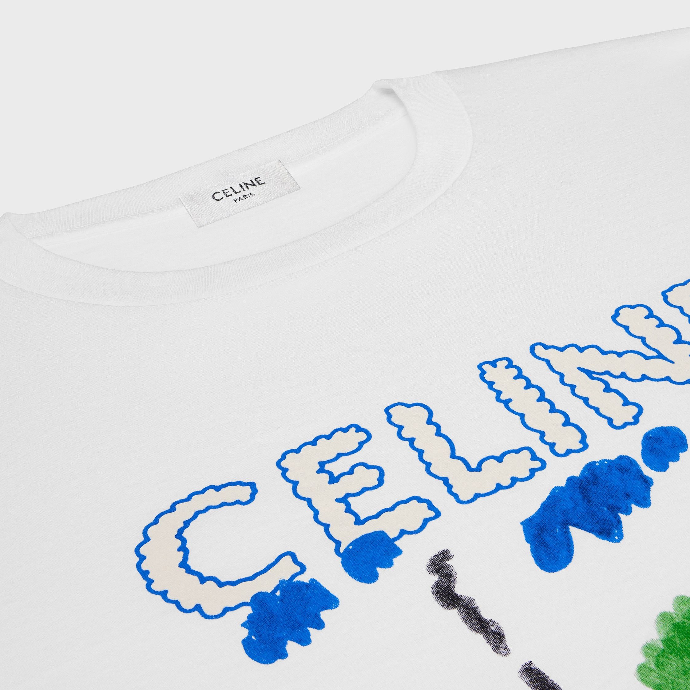 Celine LOOSE T-SHIRT IN COTTON JERSEY off white/multicolor Size XS / US 0-2 / IT 36-38 - 3 Thumbnail