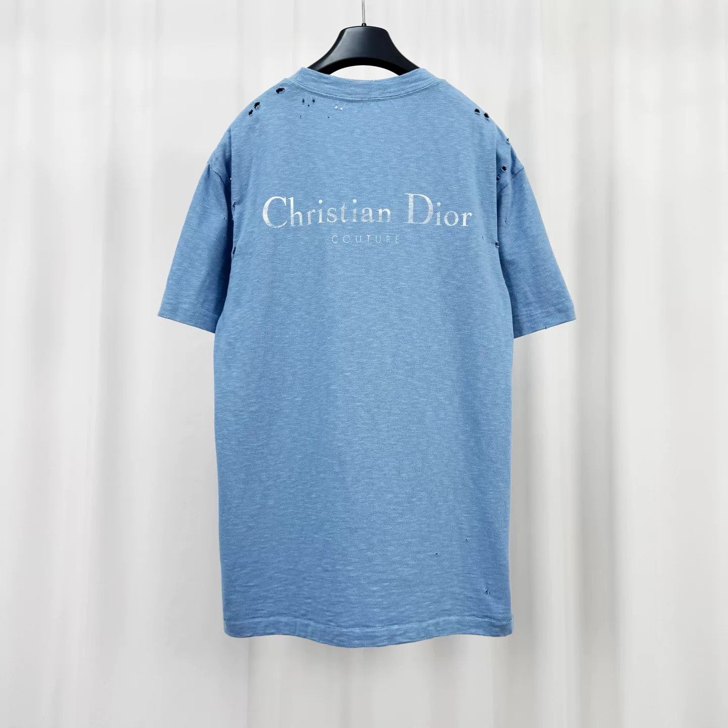 Dior Dior New Distressed Blue Letter Print Tee Size XS / US 0-2 / IT 36-38 - 2 Thumbnail