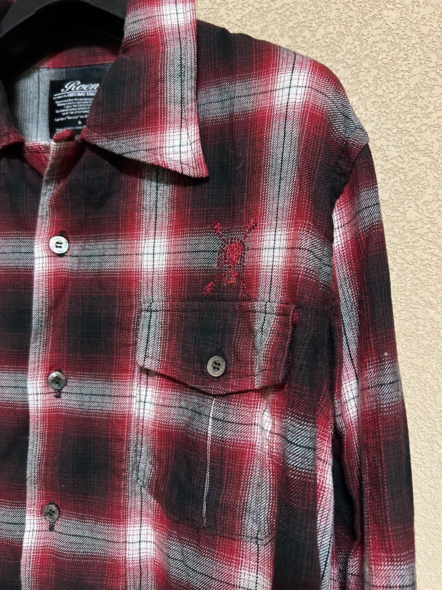 Roen Roen Red Rhinestone Skull Plaid Shirt Size US M / EU 48-50 / 2 - 4 Thumbnail