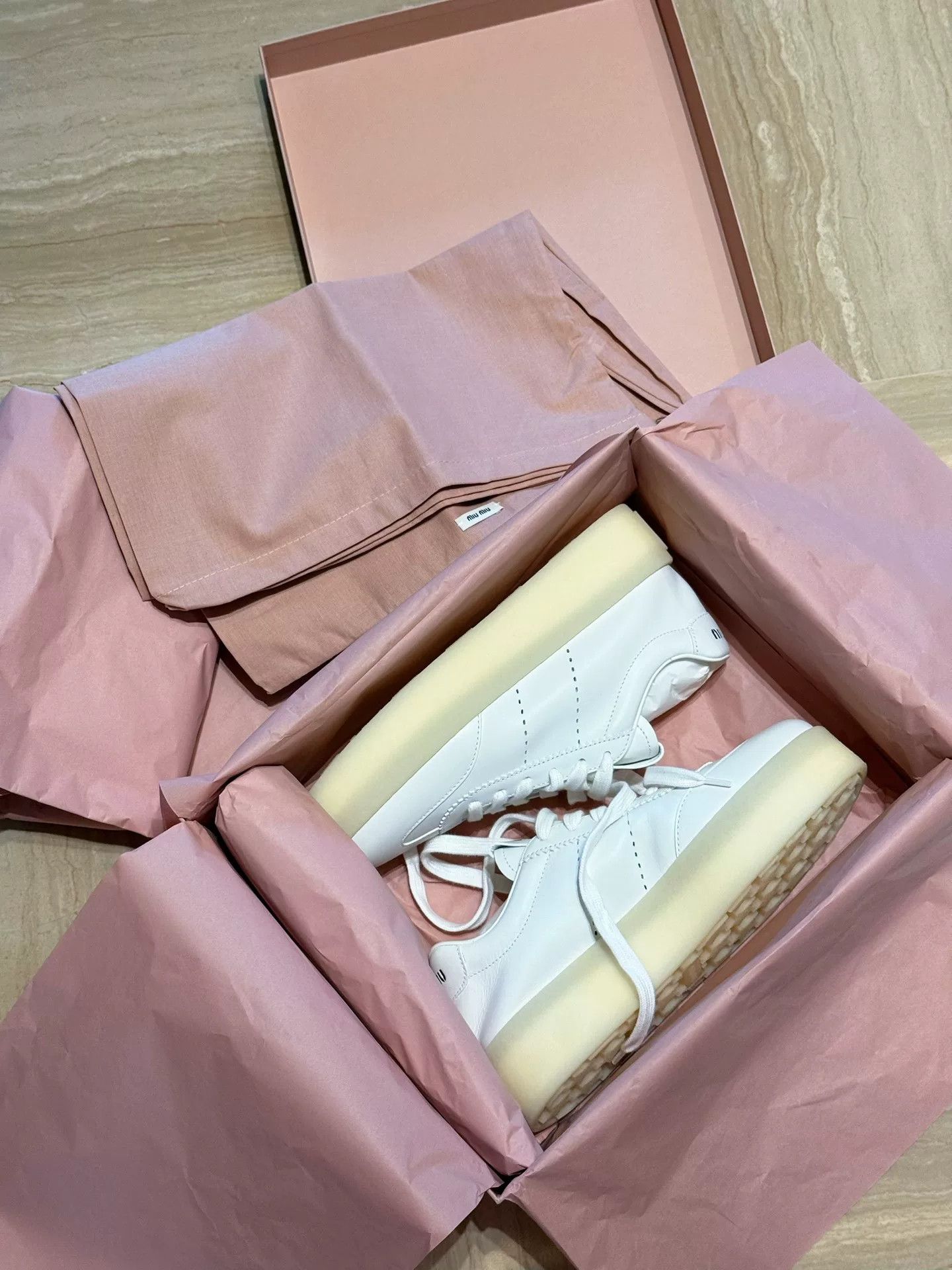 Miu Miu MiuMiu White Leather Platform Sneakers Size US 5.5 / IT 35.5 - 4 Thumbnail