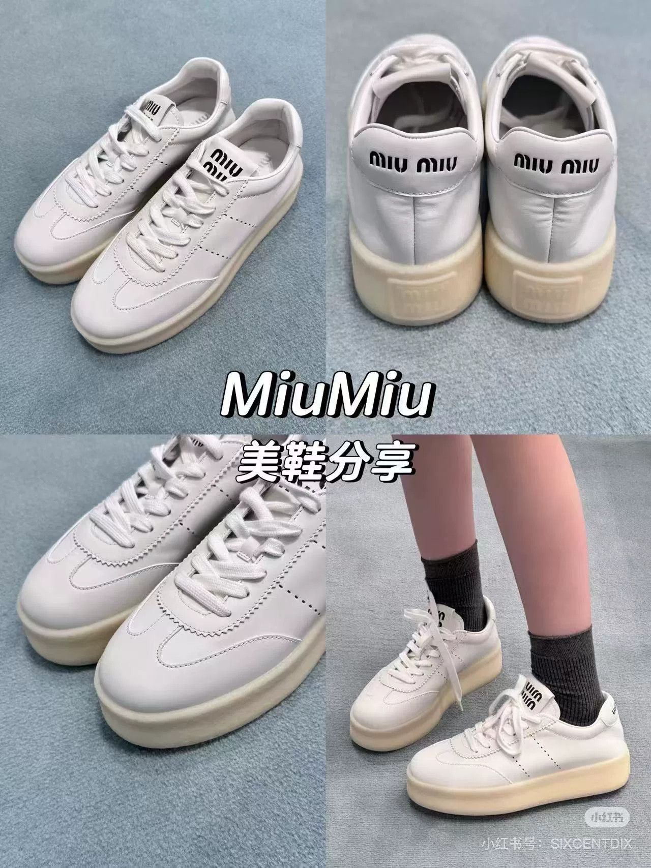 Miu Miu MiuMiu White Leather Platform Sneakers Size US 5.5 / IT 35.5 - 2 Thumbnail