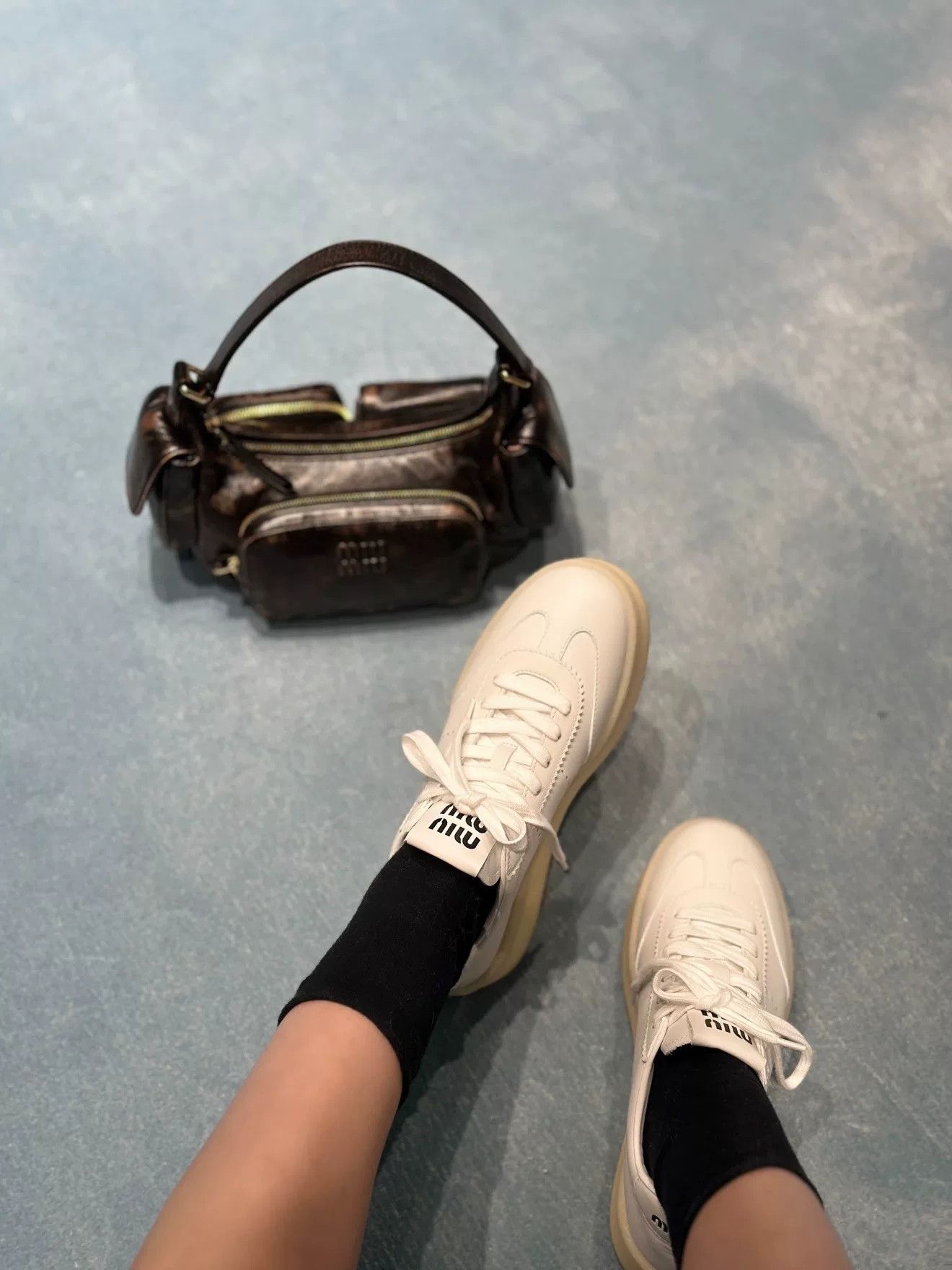 Miu Miu MiuMiu White Leather Platform Sneakers Size US 5.5 / IT 35.5 - 9 Thumbnail