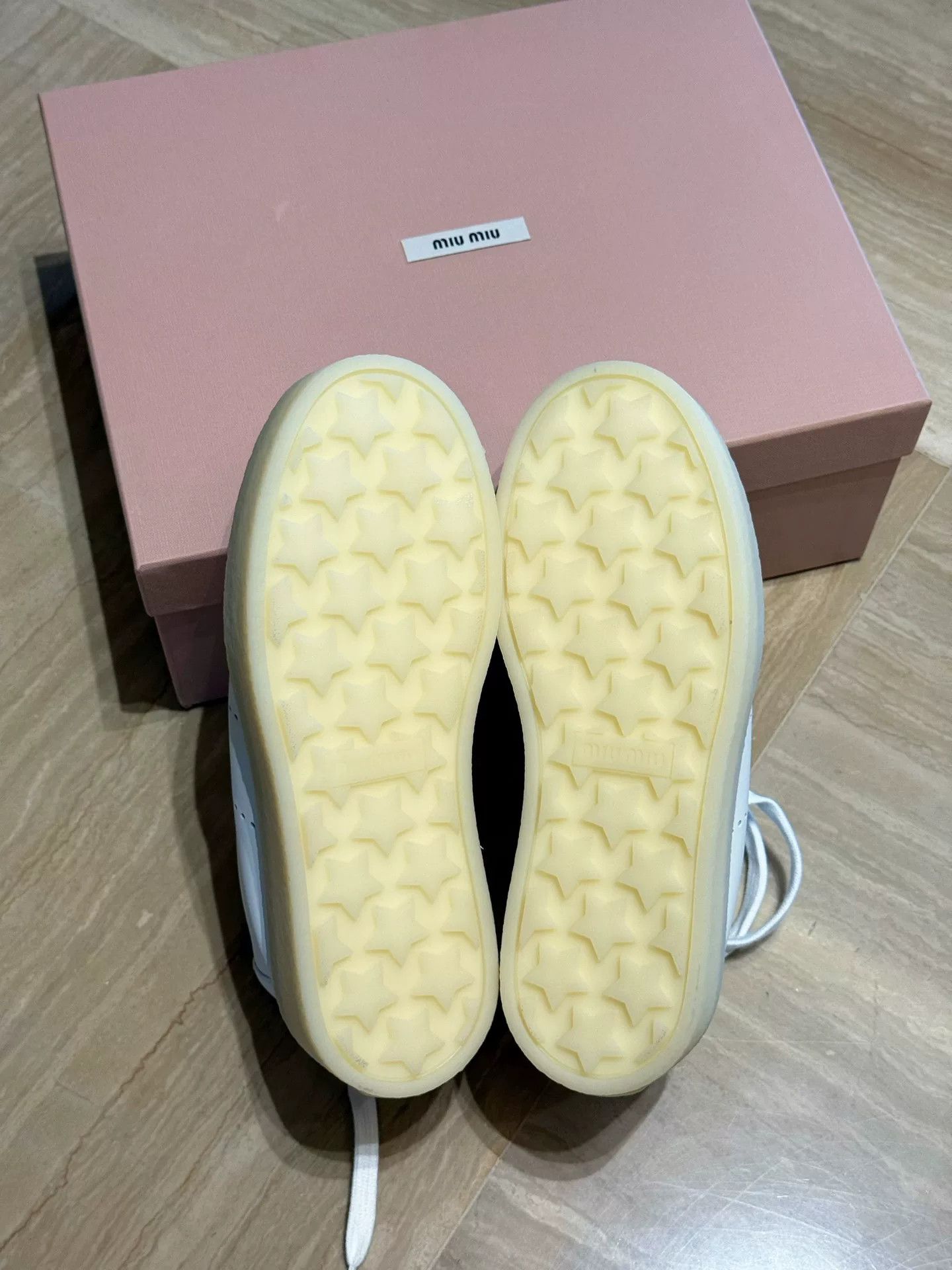 Miu Miu MiuMiu White Leather Platform Sneakers Size US 5.5 / IT 35.5 - 6 Thumbnail