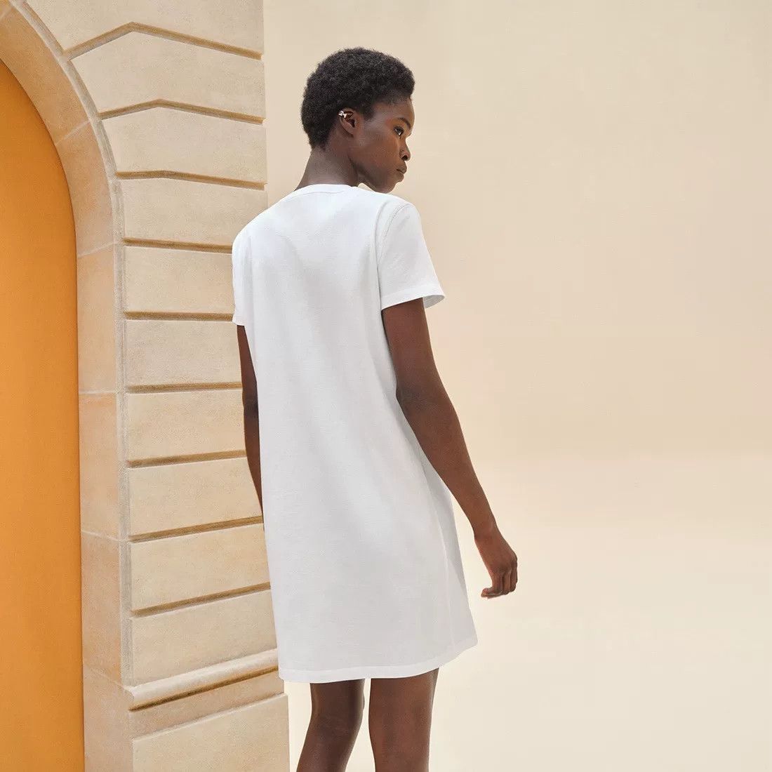 Hermes Hermes Women's White Embroidered Pocket Dress Size XS / US 0-2 / IT 36-38 - 6 Thumbnail