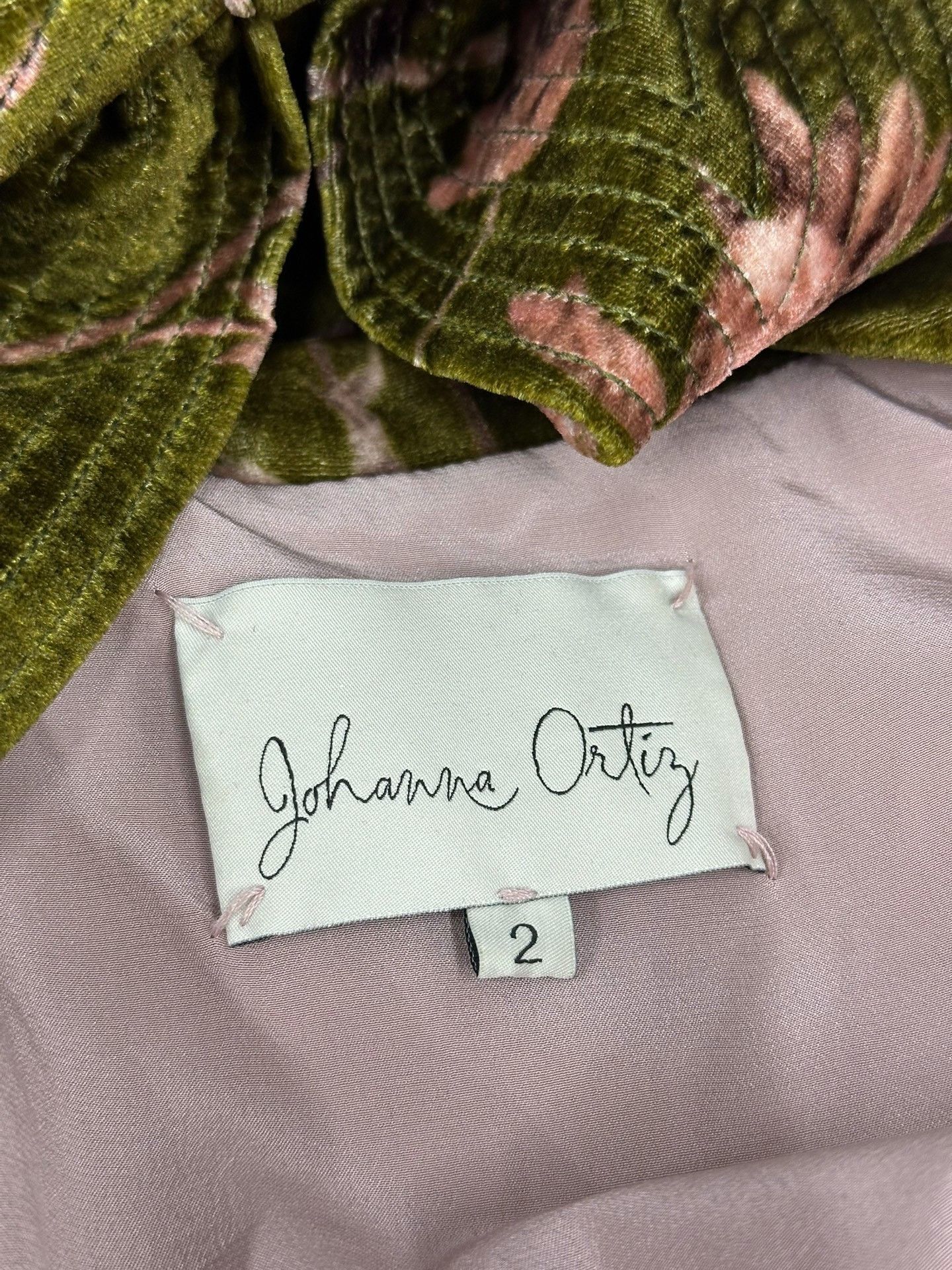 Johanna Ortiz Johanna Ortiz Green Velvet Printed Coat Size M / US 6-8 / IT 42-44 - 4 Thumbnail