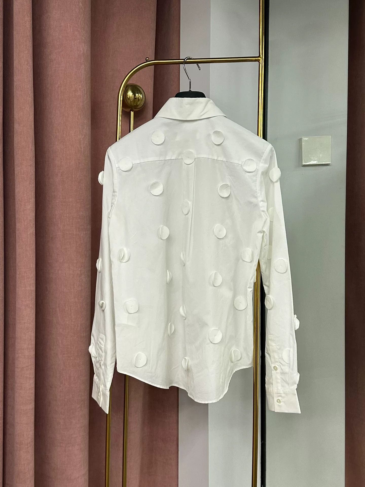 DEN IM by SIKI IM Shushu/tong White Polka Dot Long Sleeve Shirt Size M / US 6-8 / IT 42-44 - 3 Thumbnail