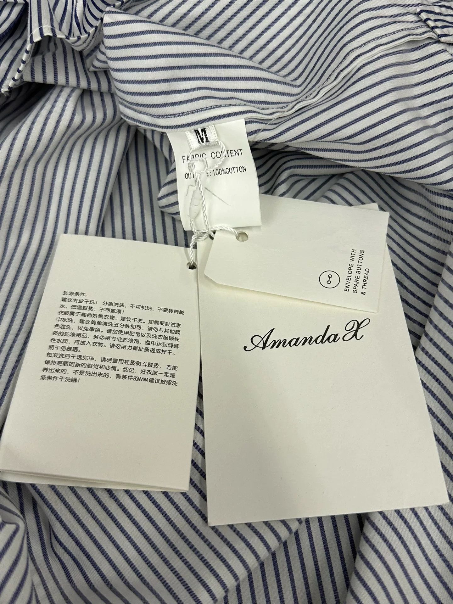 Amanda Uprichard Amandax Blue Striped Long Sleeve Shirt Size US M / EU 48-50 / 2 - 5 Thumbnail
