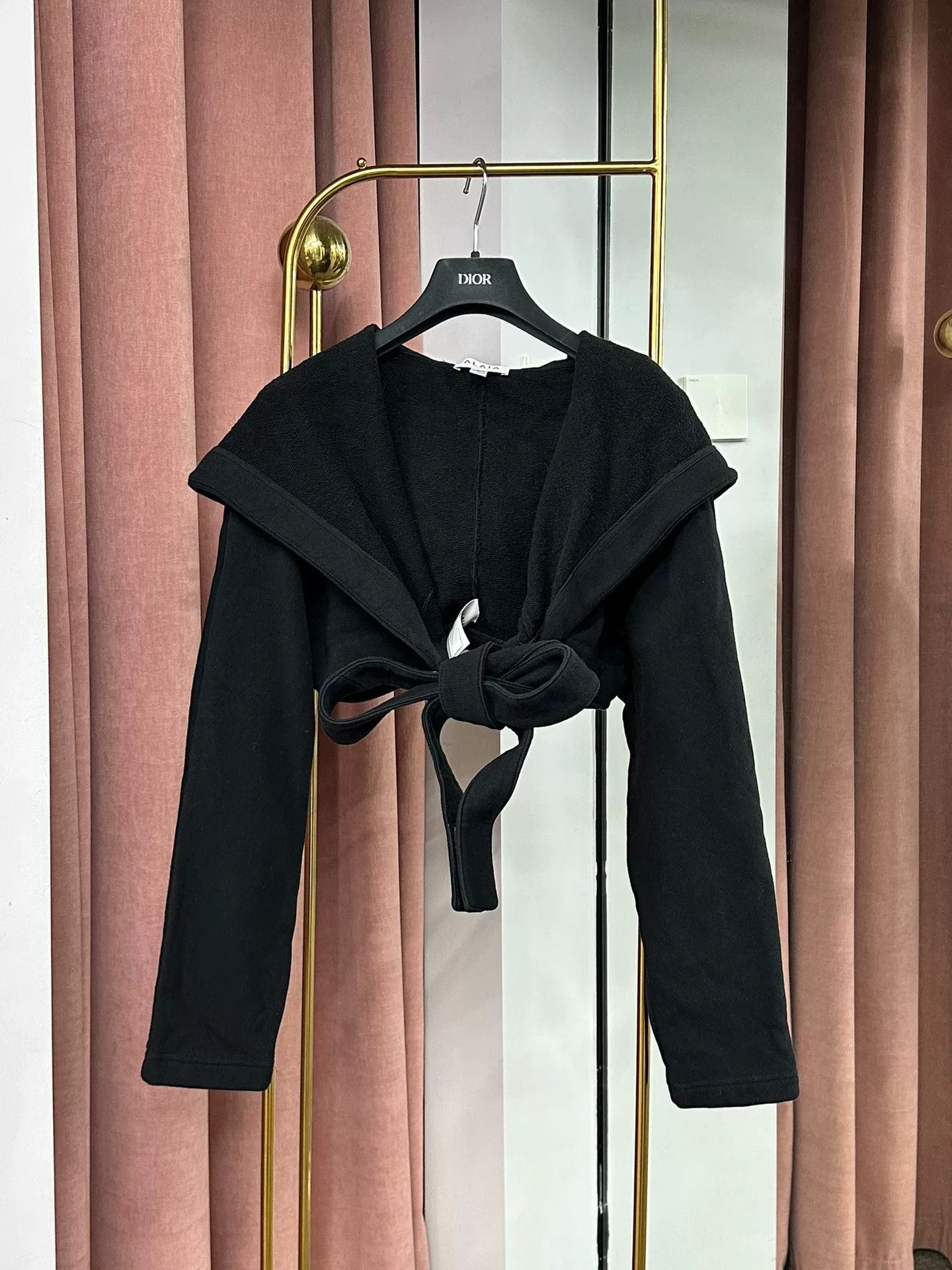 Alaia Alaia Black Hooded Drawstring Sweatshirt Size S / US 4 / IT 40 - 2 Thumbnail