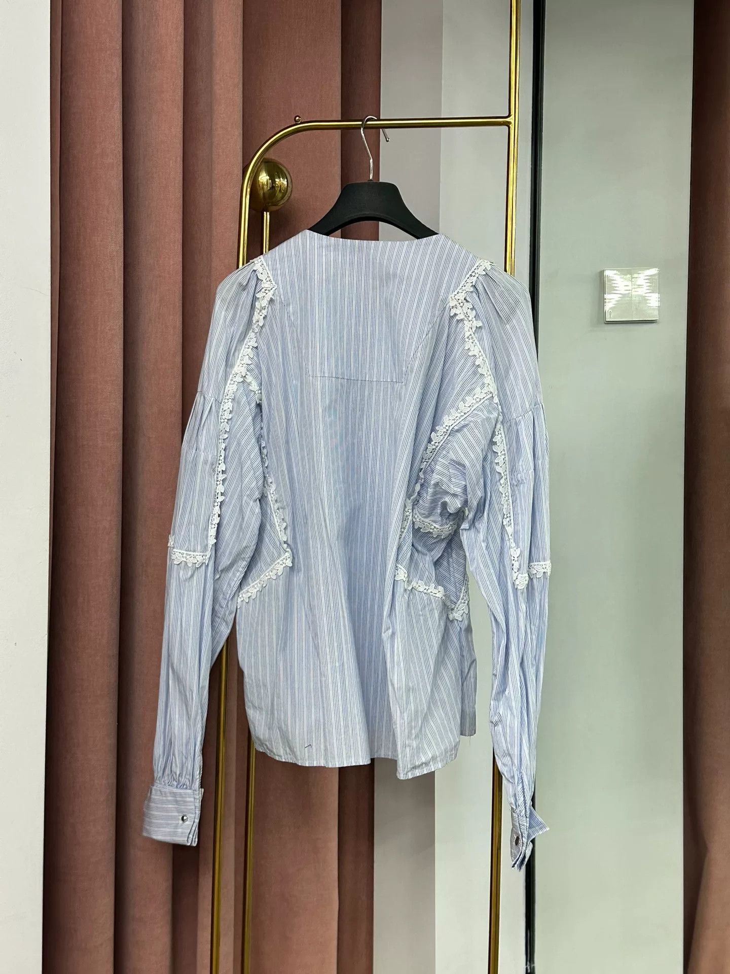 Ermanno Scervino Ermanno Scervino Blue Striped Floral Embroidery Shirt Size S / US 4 / IT 40 - 3 Thumbnail