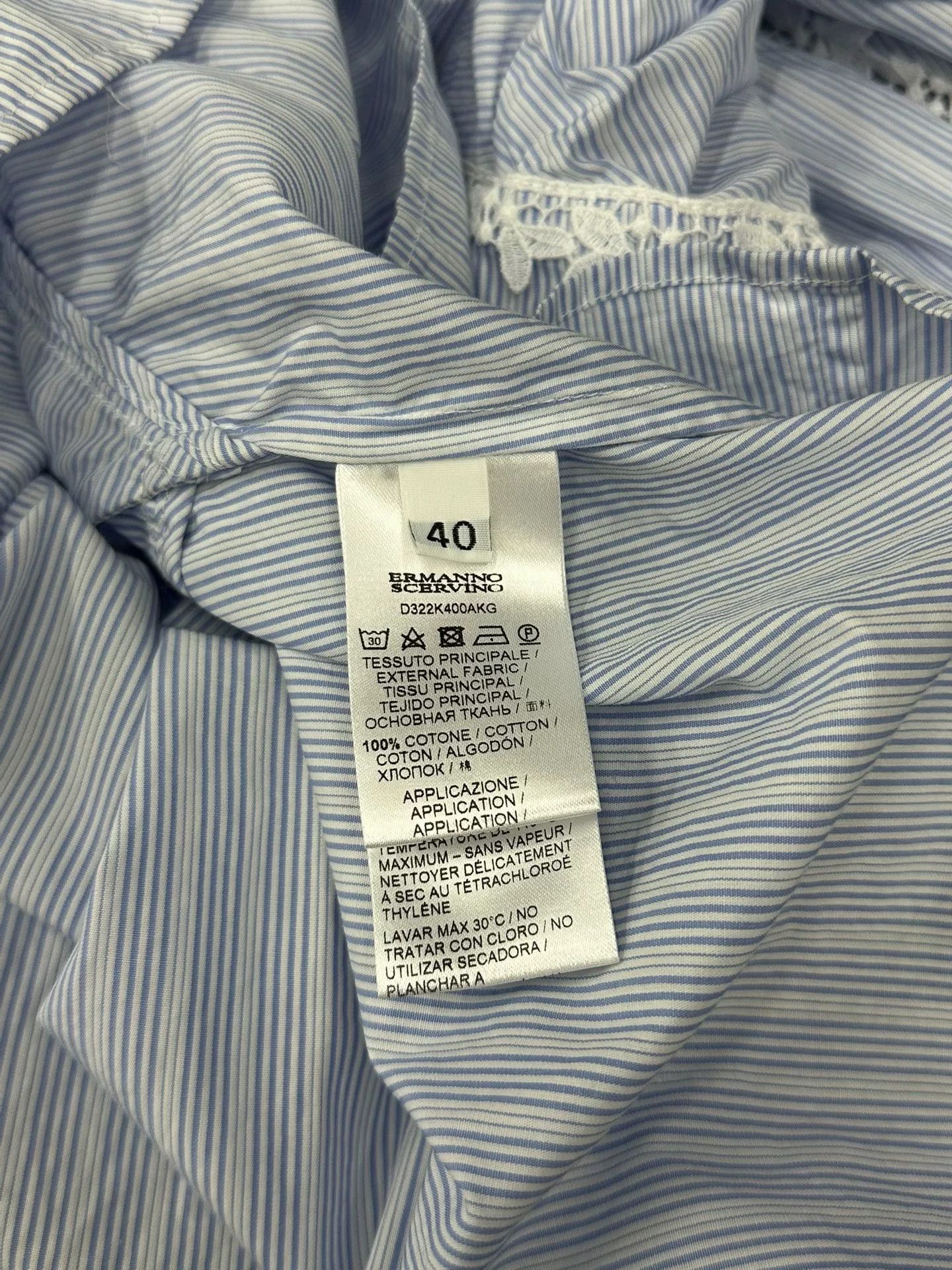Ermanno Scervino Ermanno Scervino Blue Striped Floral Embroidery Shirt Size S / US 4 / IT 40 - 5 Thumbnail