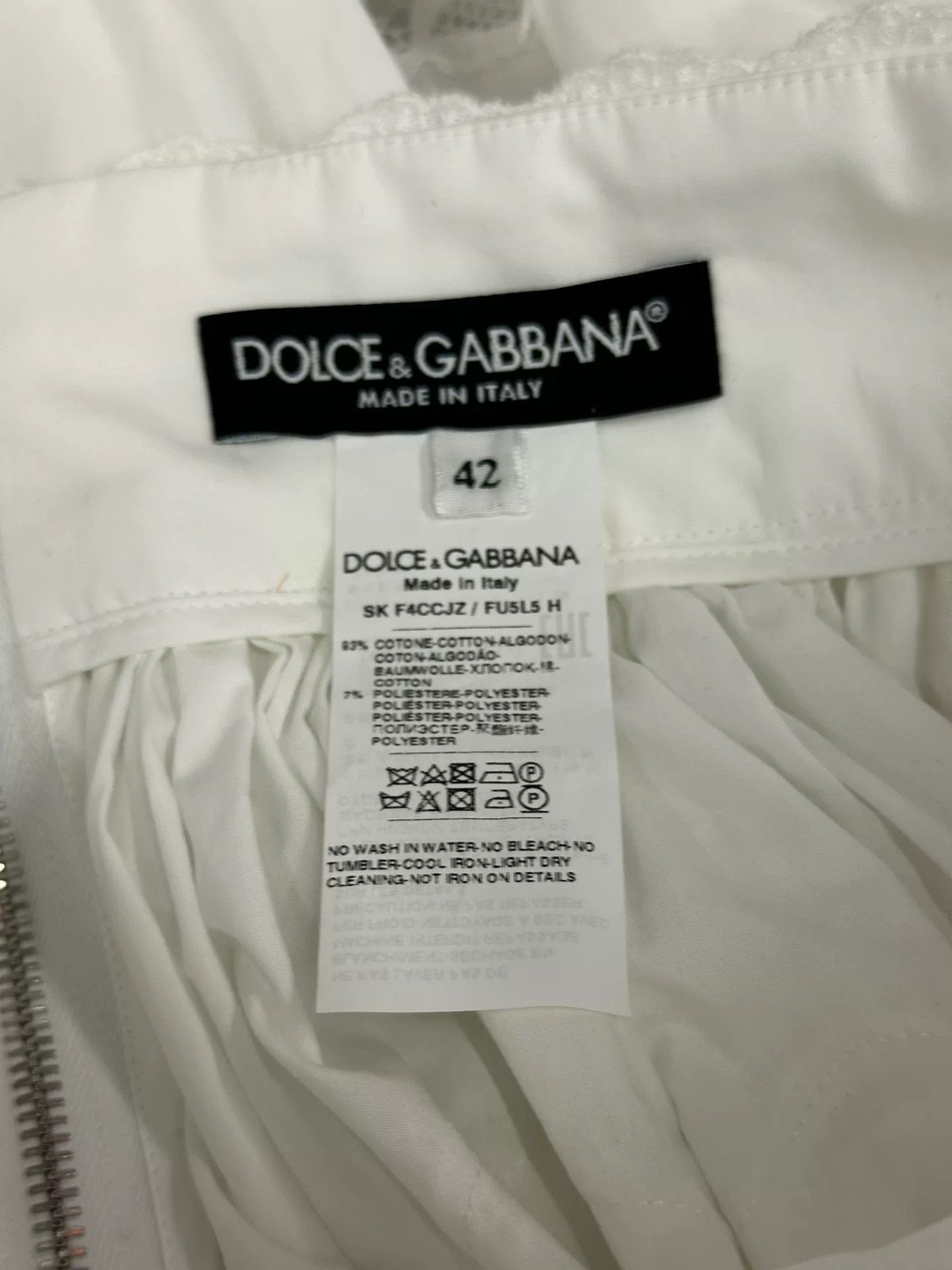 Dolce & Gabbana Dolce&Gabbana White Diamond Logo Lace Skirt Size 42" / US 20 - 5 Thumbnail