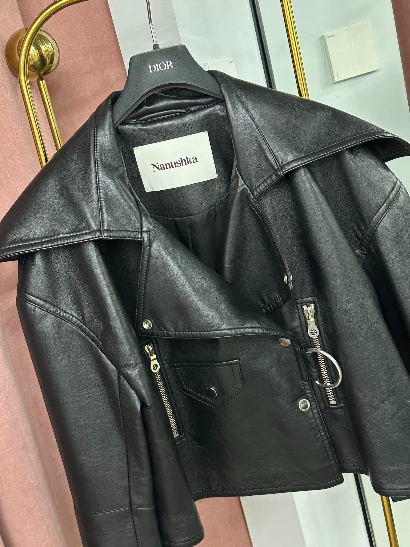 Nanushka Nanushka Black Leather Motorcycle Jacket Size XS / US 0-2 / IT 36-38 - 2 Thumbnail