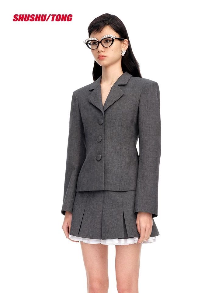 DEN IM by SIKI IM Shushu/Tong Gray Lapel Blazer Size XS / US 0-2 / IT 36-38 - 6 Thumbnail