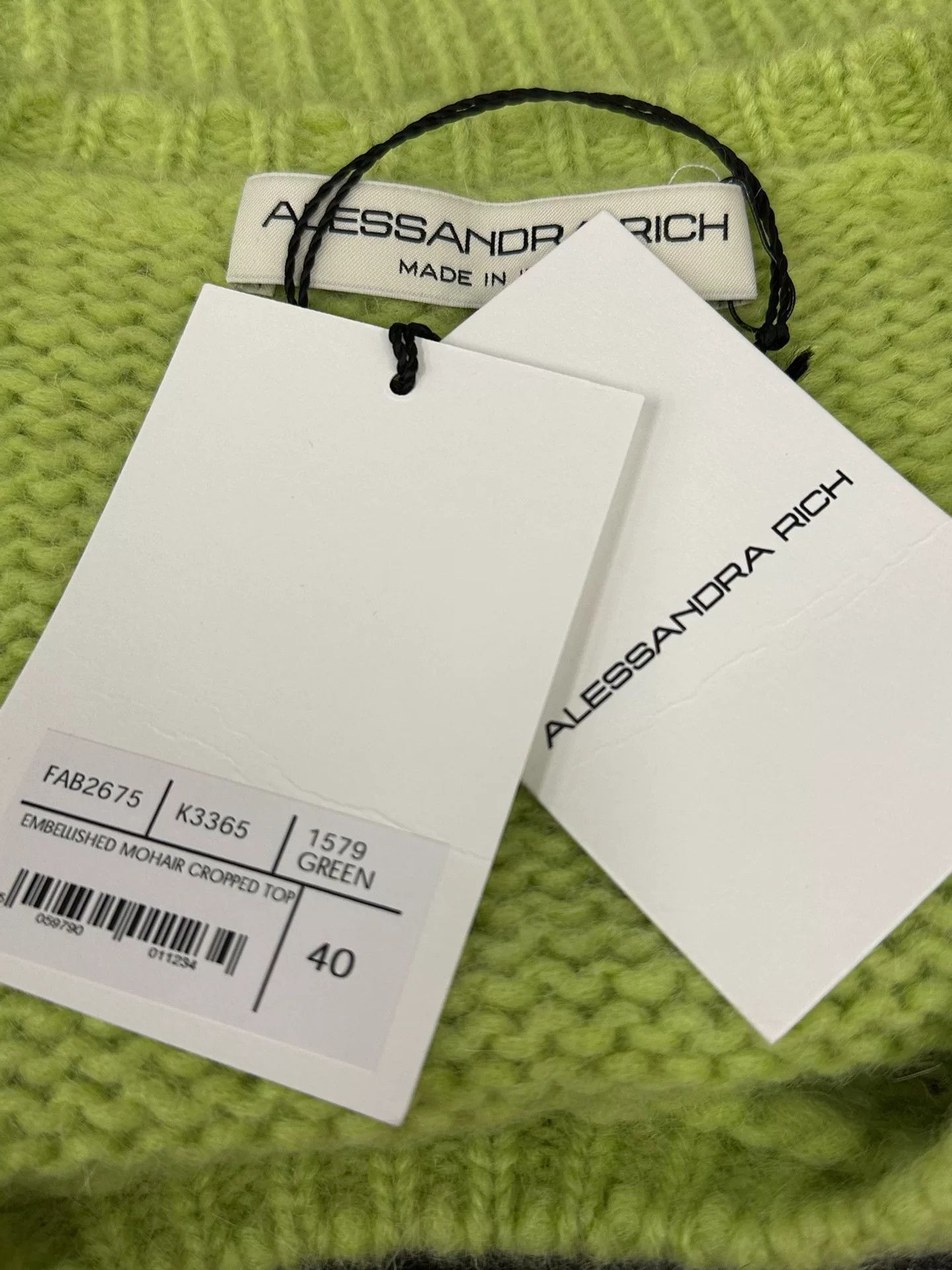 Alessandra Rich Alessandra Rich Green Floral Alpaca Cropped Knit Size S / US 4 / IT 40 - 5 Thumbnail