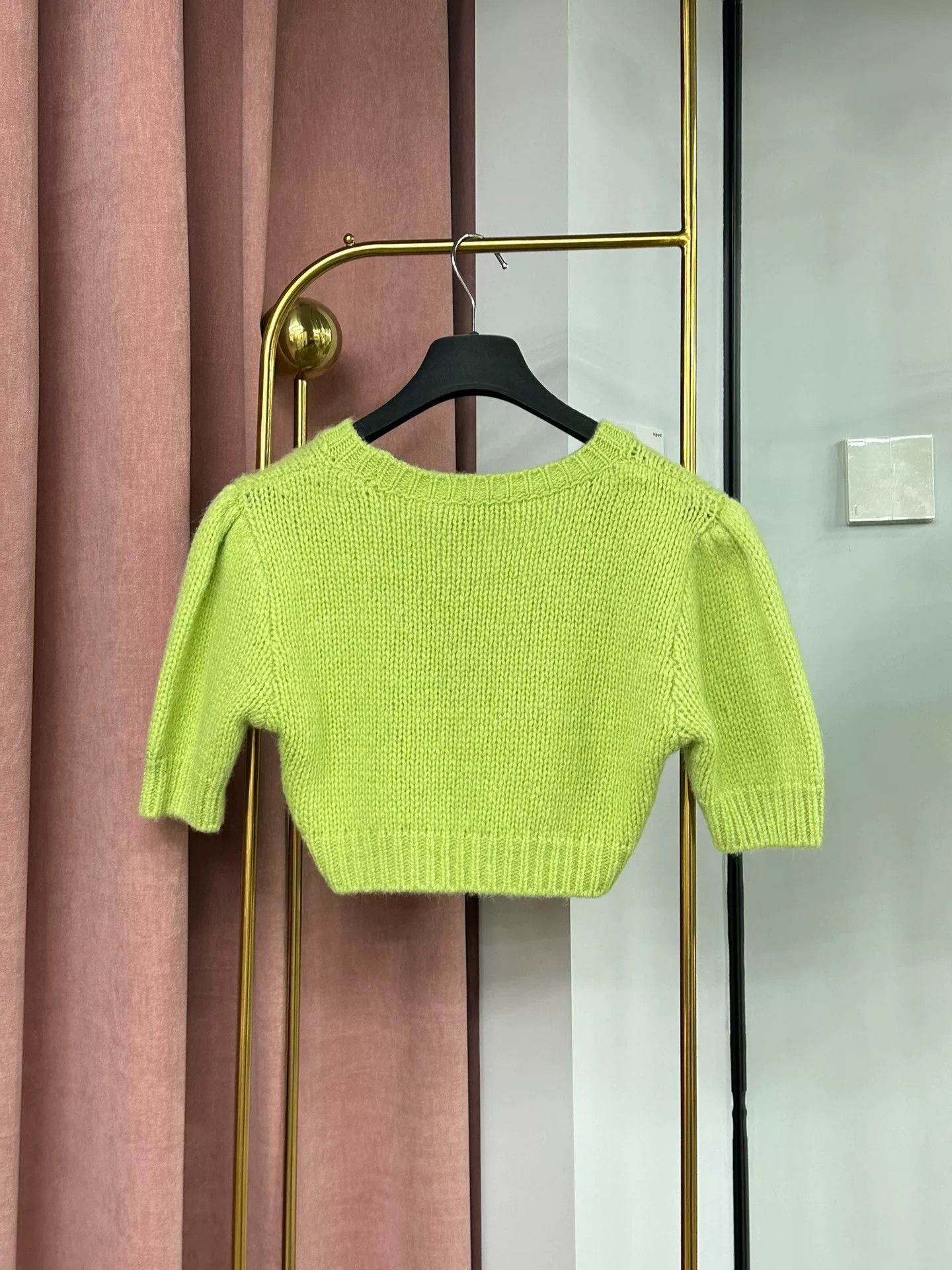 Alessandra Rich Alessandra Rich Green Floral Alpaca Cropped Knit Size S / US 4 / IT 40 - 2 Thumbnail