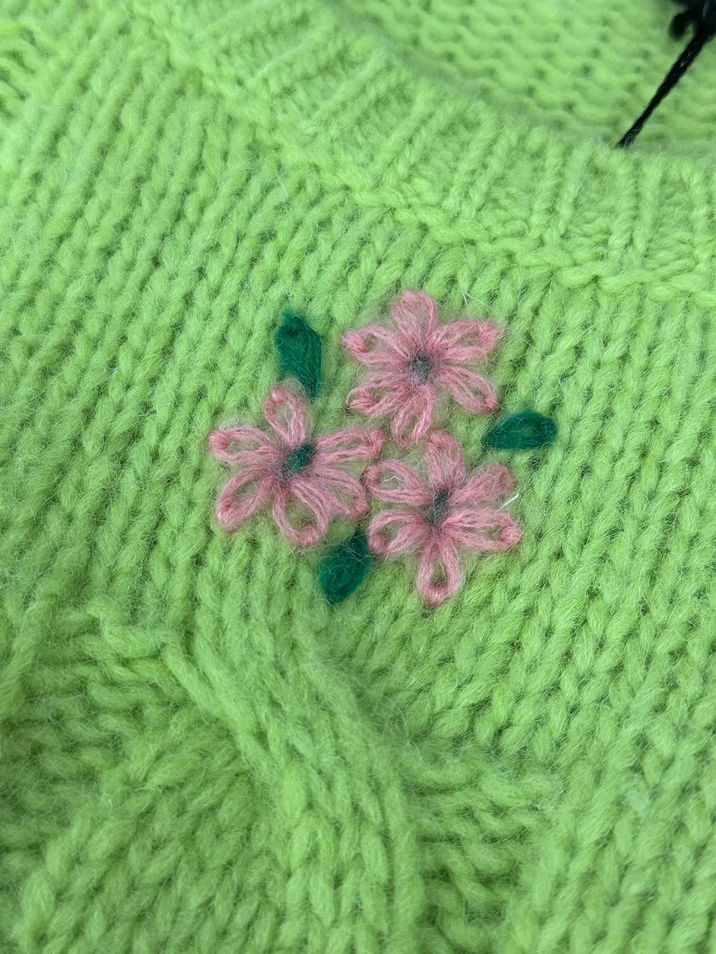 Alessandra Rich Alessandra Rich Green Floral Alpaca Cropped Knit Size S / US 4 / IT 40 - 3 Thumbnail