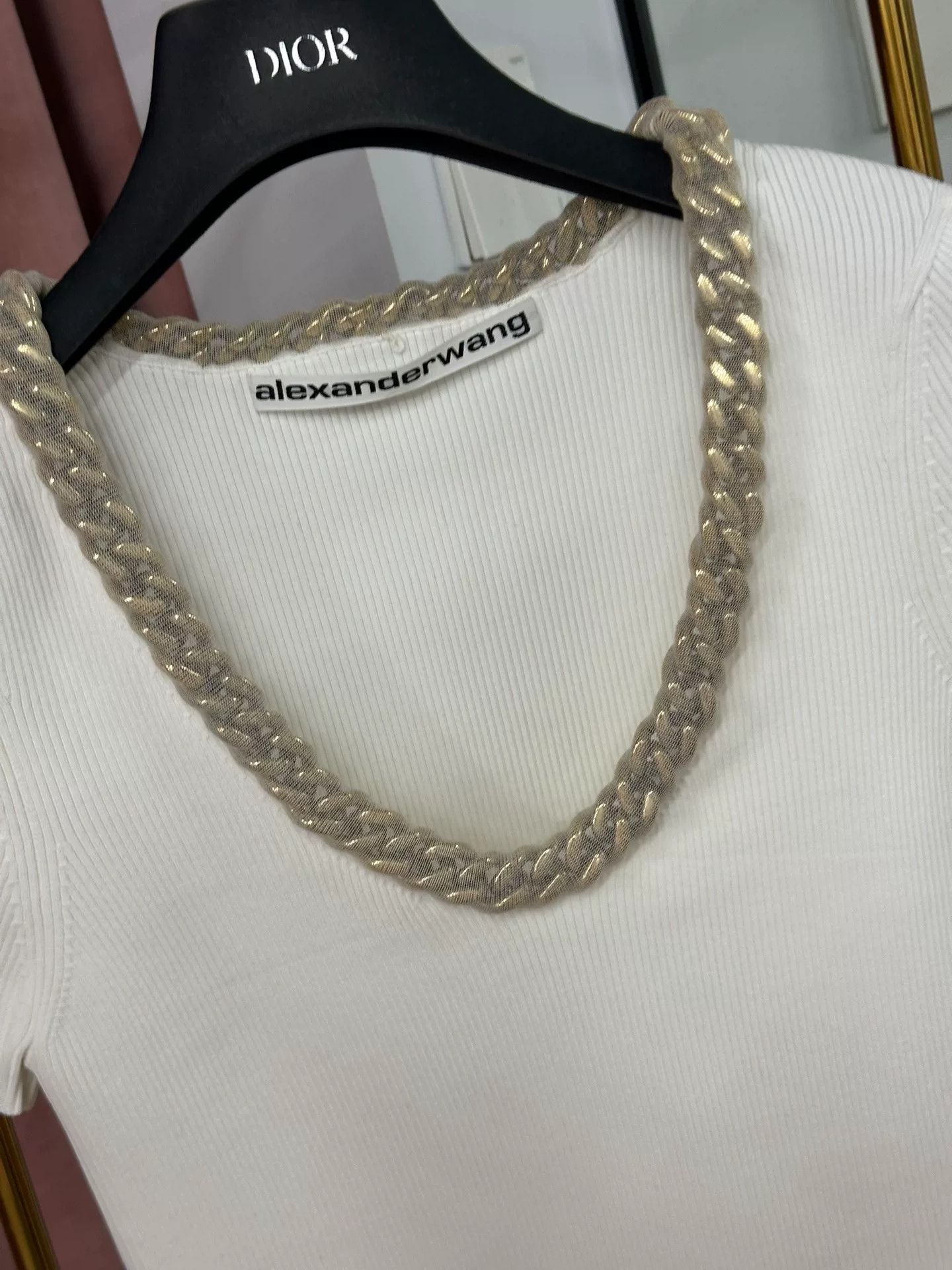 Alexander Wang Alexander Wang White Gold Chain Knit Top Size S / US 4 / IT 40 - 2 Thumbnail