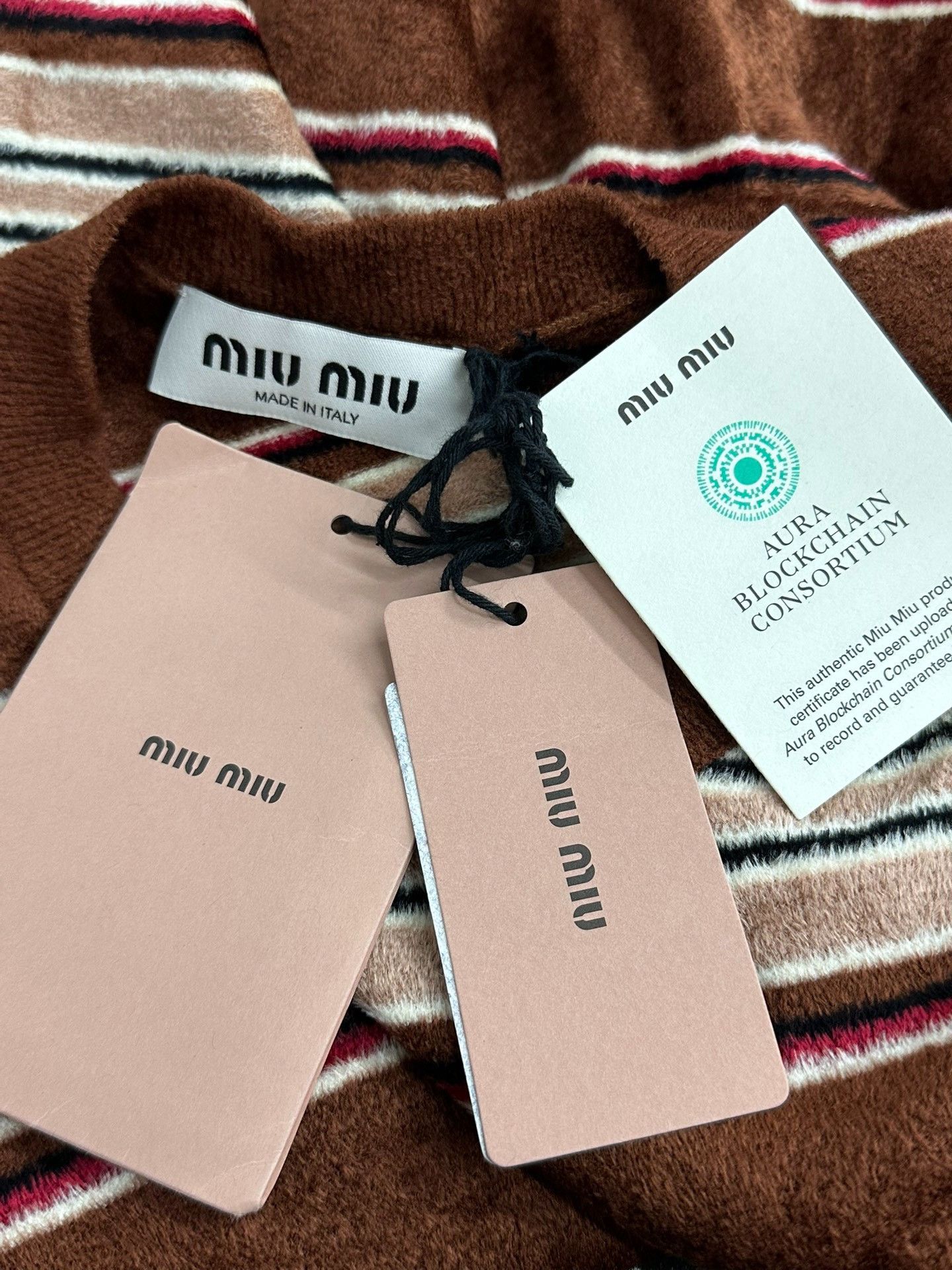 Miu Miu MiuMiu 2026 Coffee Stripe Top Size S / US 4 / IT 40 - 4 Thumbnail