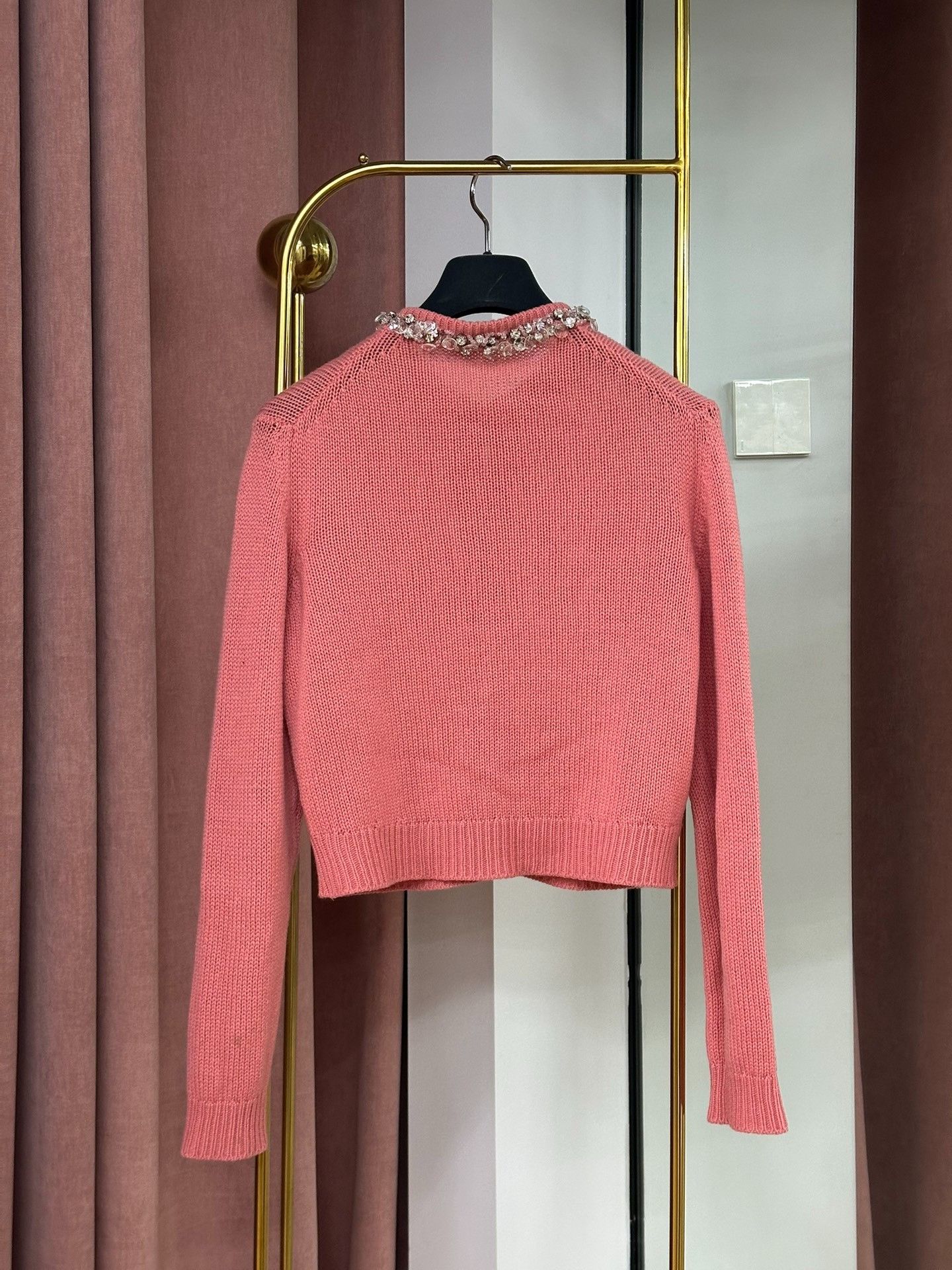 Miu Miu Miu Miu Pink Cashmere Diamond Long-Sleeve Top Size S / US 4 / IT 40 - 3 Thumbnail