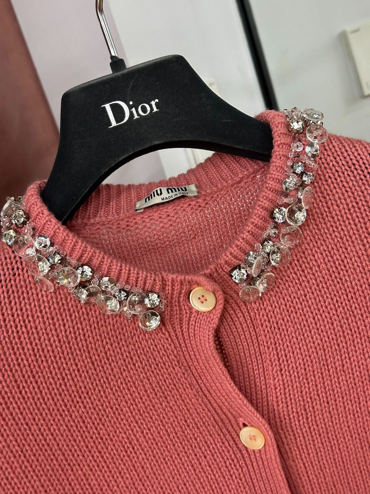 Miu Miu Miu Miu Pink Cashmere Diamond Long-Sleeve Top Size S / US 4 / IT 40 - 2 Thumbnail