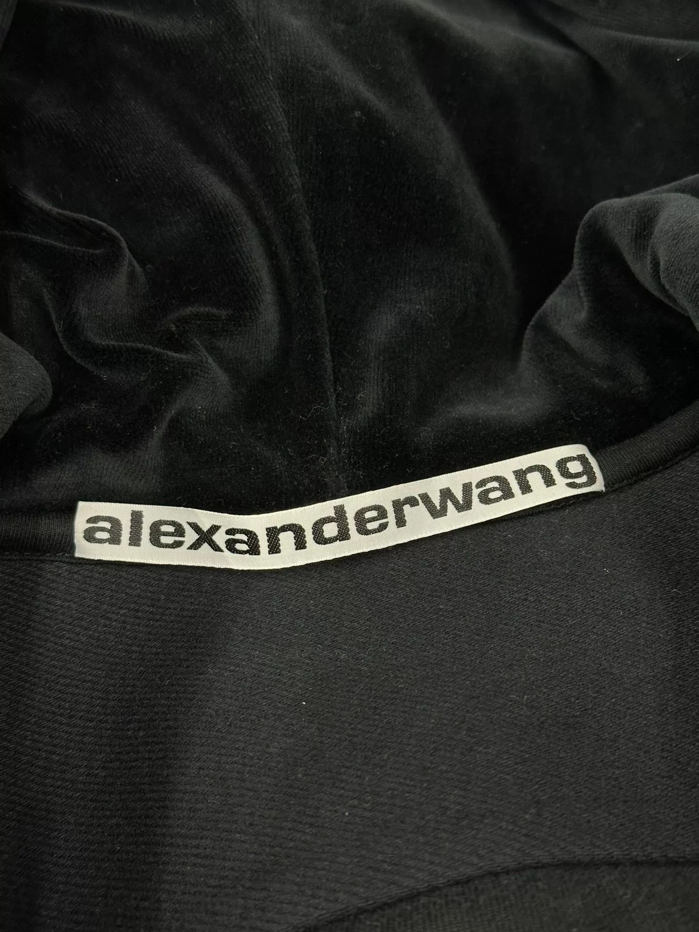 Alexander Wang Alexander Wang Black Velvet Cropped Zip Hoodie Size S / US 4 / IT 40 - 3 Thumbnail