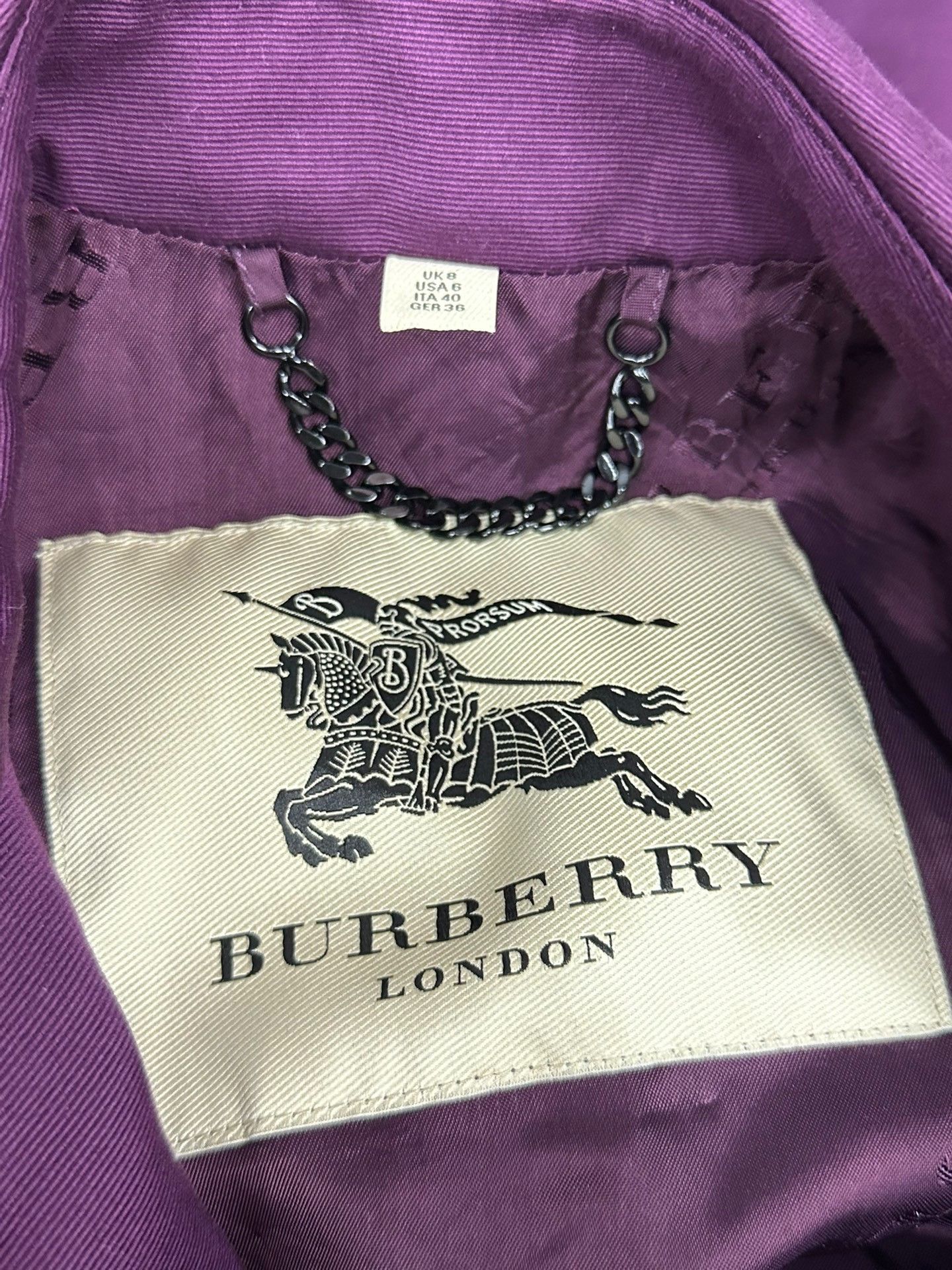 Burberry Burberry Purple Trench Coat Size S / US 4 / IT 40 - 3 Thumbnail
