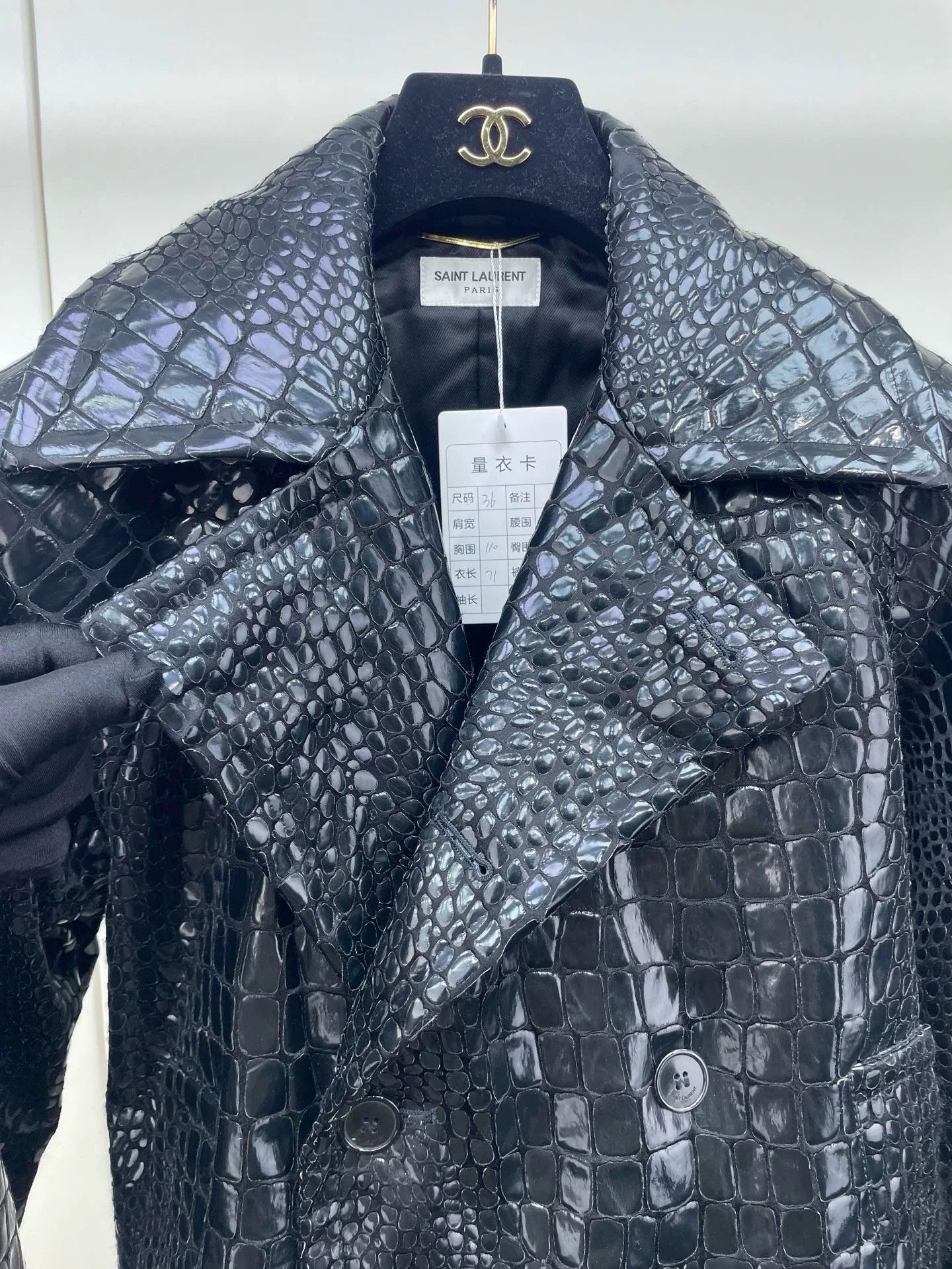 Saint Laurent Paris Saint Laurent 22AW Black Croc Leather Jacket Size XS / US 0-2 / IT 36-38 - 4 Thumbnail