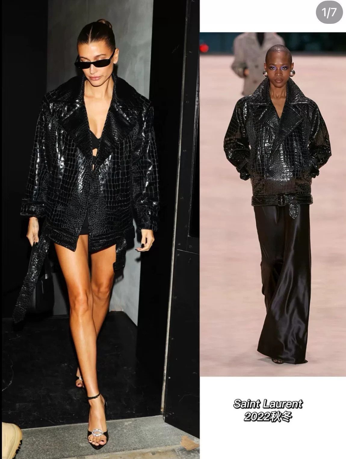 Saint Laurent Paris Saint Laurent 22AW Black Croc Leather Jacket Size XS / US 0-2 / IT 36-38 - 8 Thumbnail