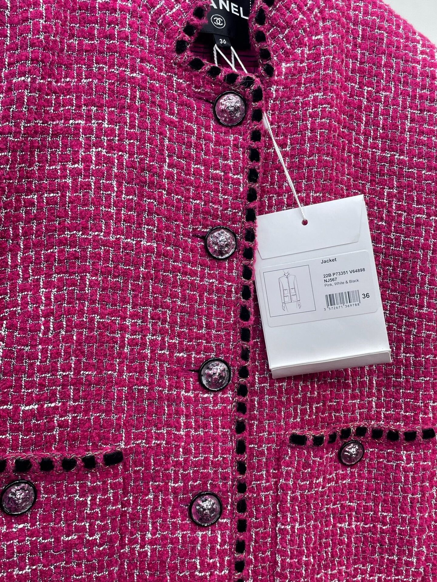 Chanel Chanel 22B Pink Collared Tweed Jacket Size XS / US 0-2 / IT 36-38 - 4 Thumbnail