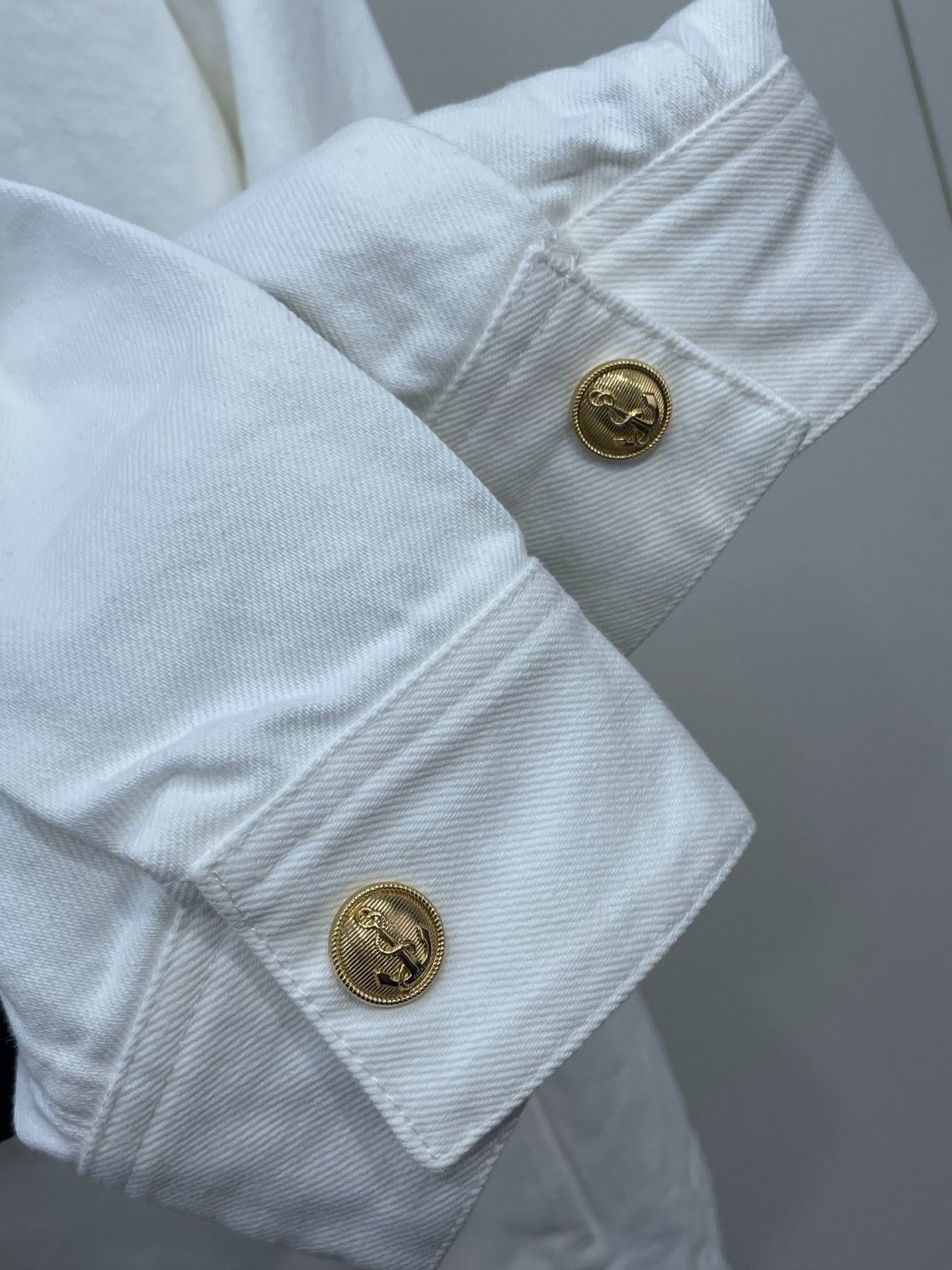 Celine Celine White Gold Button Denim Hooded Jacket Size XXS / US 00 / IT 34 - 3 Thumbnail
