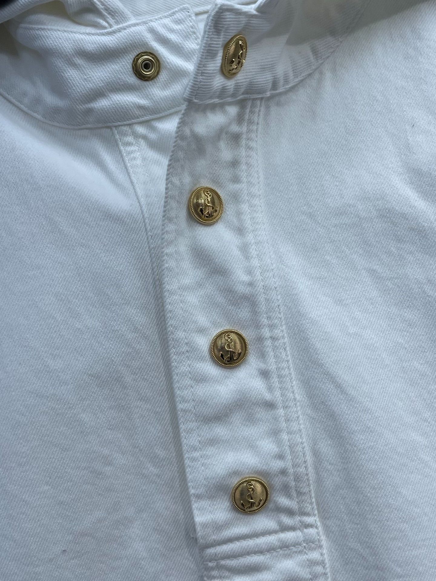 Celine Celine White Gold Button Denim Hooded Jacket Size XXS / US 00 / IT 34 - 2 Thumbnail