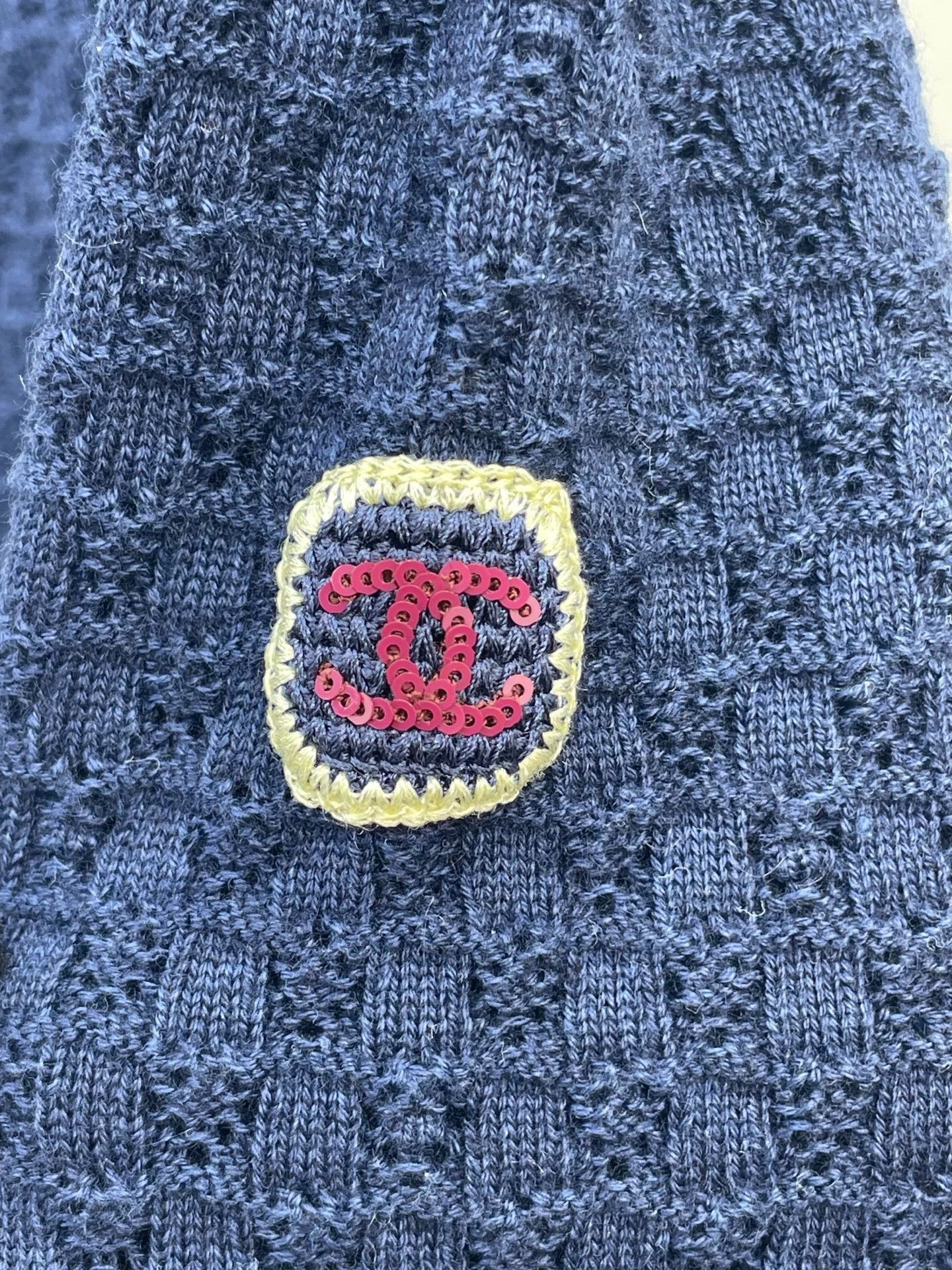 Chanel Chanel 26C Navy Openwork Knit Cardigan Size S / US 4 / IT 40 - 6 Thumbnail