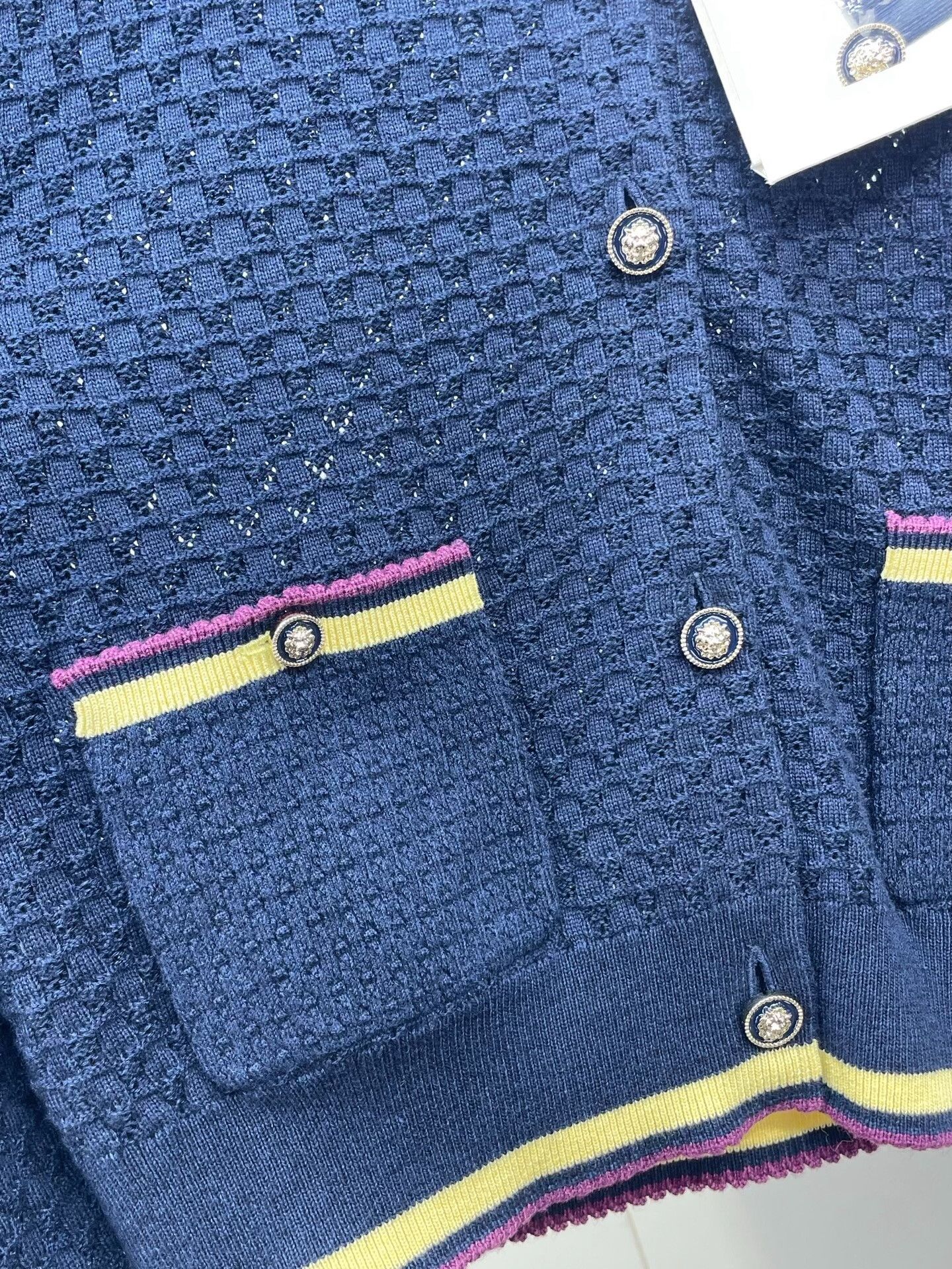 Chanel Chanel 26C Navy Openwork Knit Cardigan Size S / US 4 / IT 40 - 4 Thumbnail
