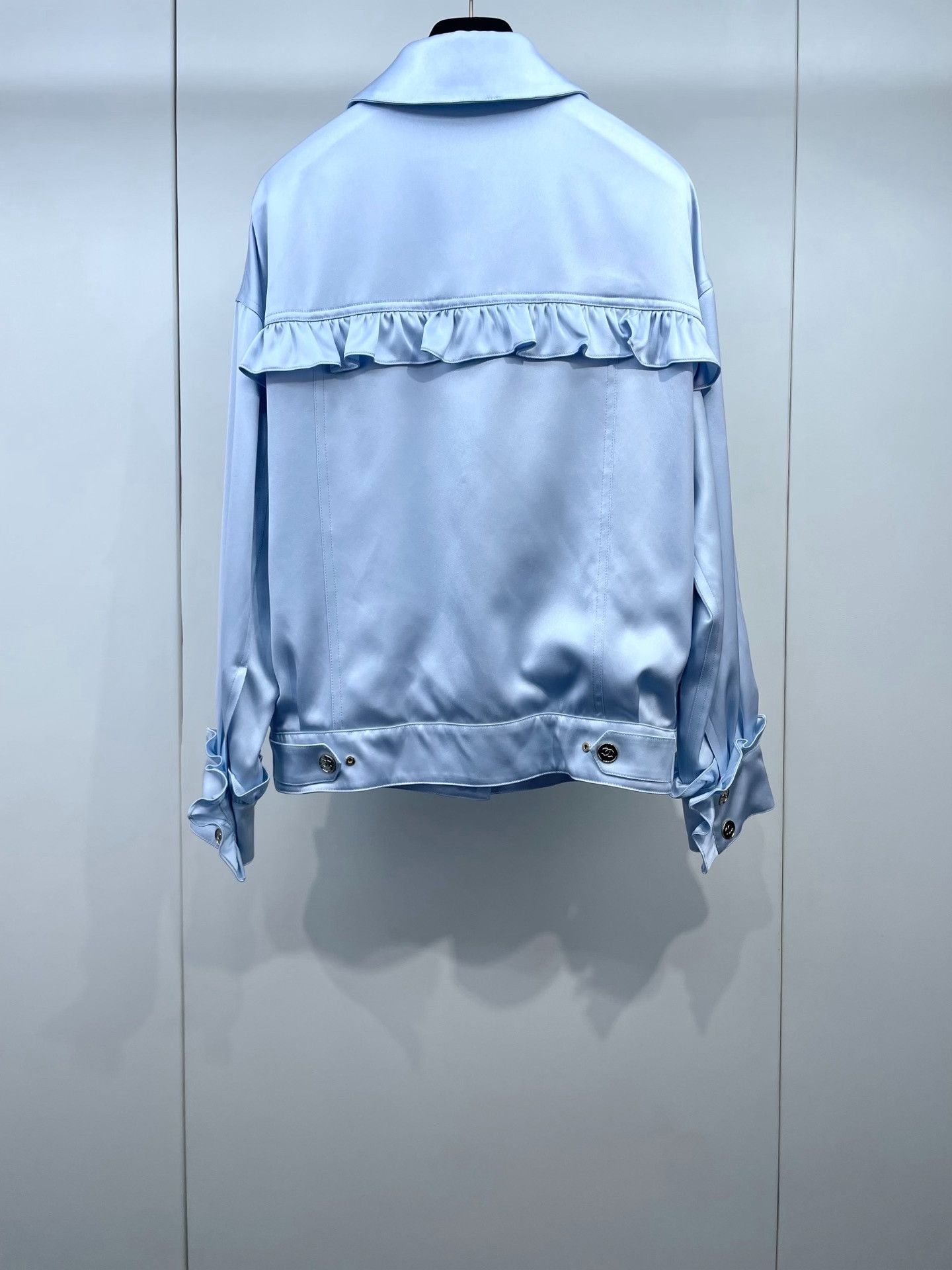 Chanel Chanel 25B Ice Blue Ruffled Silk Jacket Size XXS / US 00 / IT 34 - 2 Thumbnail