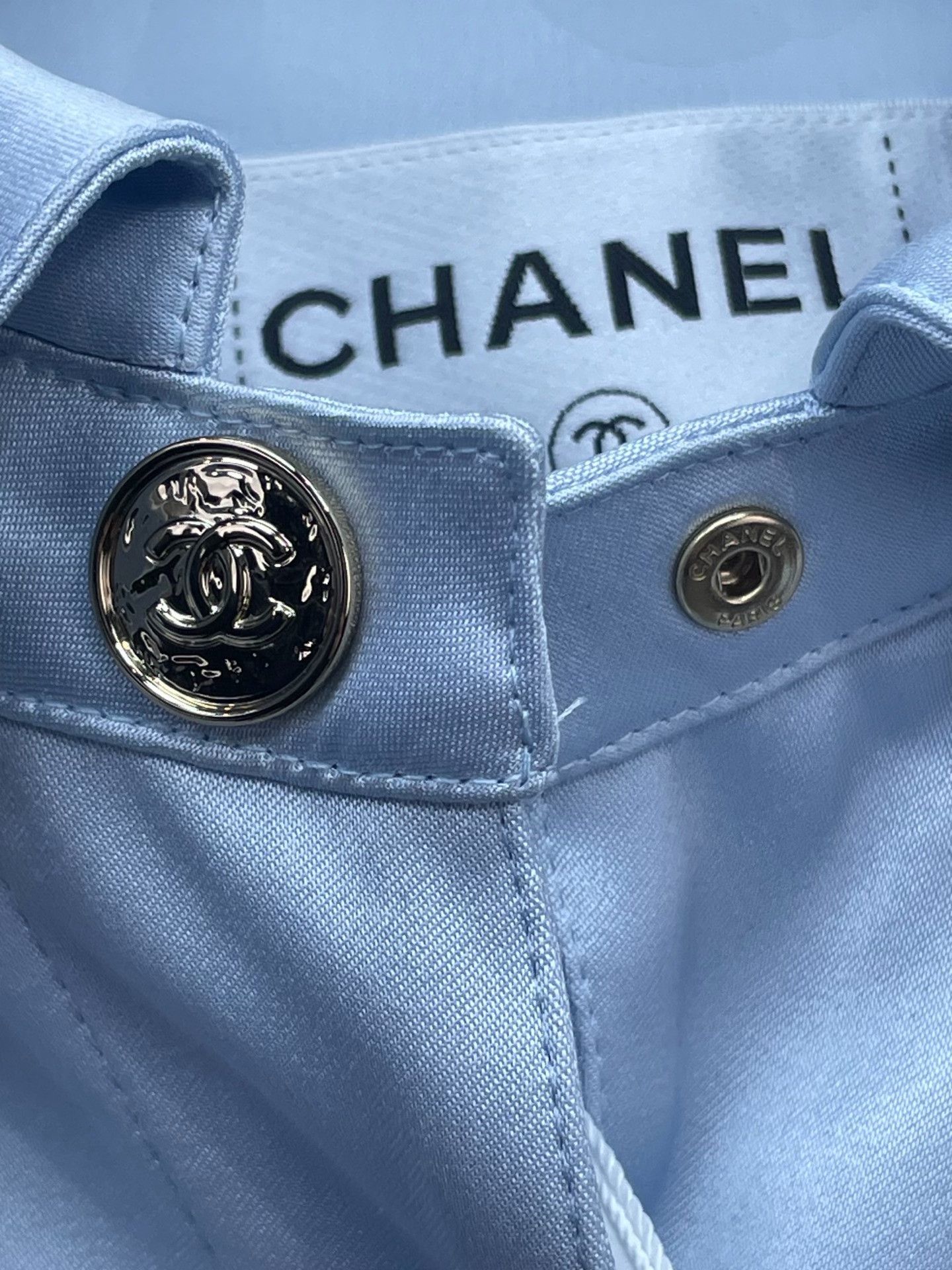 Chanel Chanel 25B Ice Blue Ruffled Silk Jacket Size XXS / US 00 / IT 34 - 4 Thumbnail