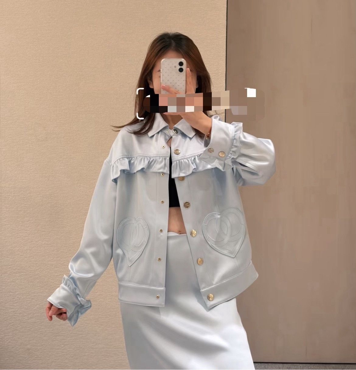 Chanel Chanel 25B Ice Blue Ruffled Silk Jacket Size XXS / US 00 / IT 34 - 8 Thumbnail